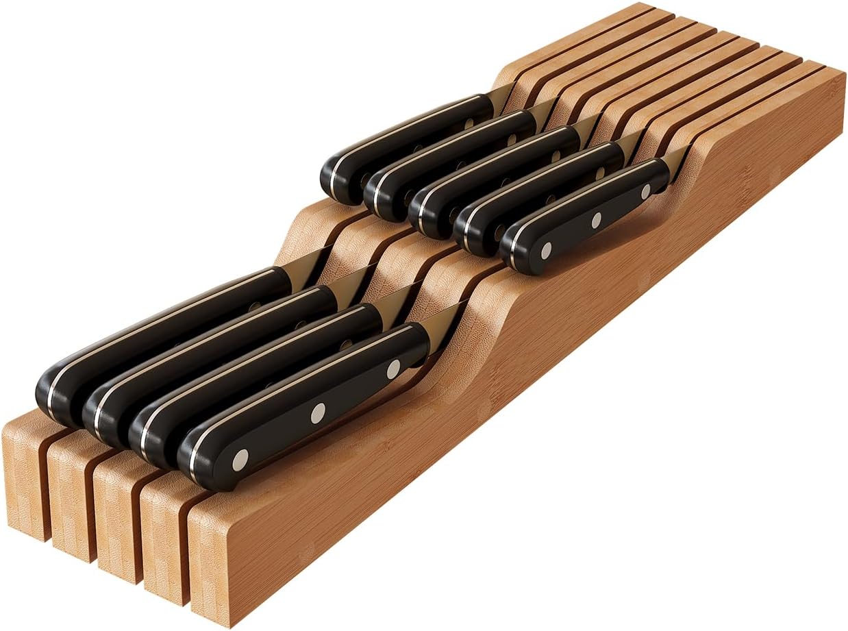 Space-Saving Bamboo Knife Block