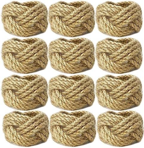 WINGFISH Farmhouse Napkin Rings Set of 12 Narrow Rectangular Napkins Bulk natura