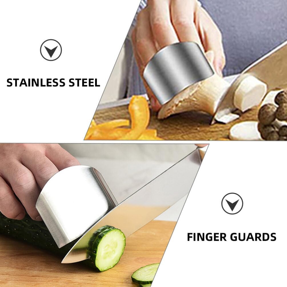 Luxshiny 5pc Stainless Steel Finger Guards for Kitchen Use and More