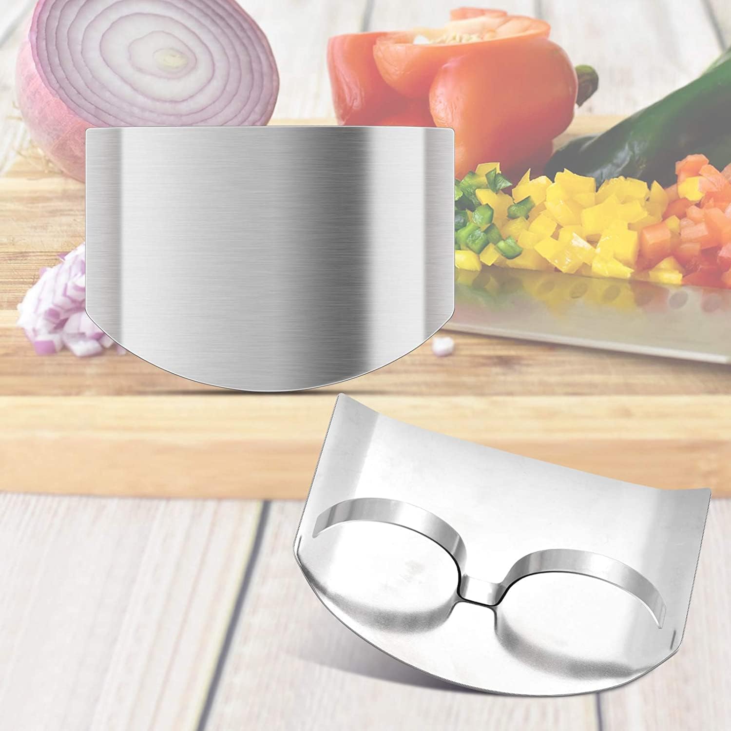 BeeSpring Double Finger Protector Stainless Steel Kitchen Tool