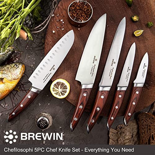 Brewin CHEFILOSOPHI 5-Piece Professional Chef Knife Set