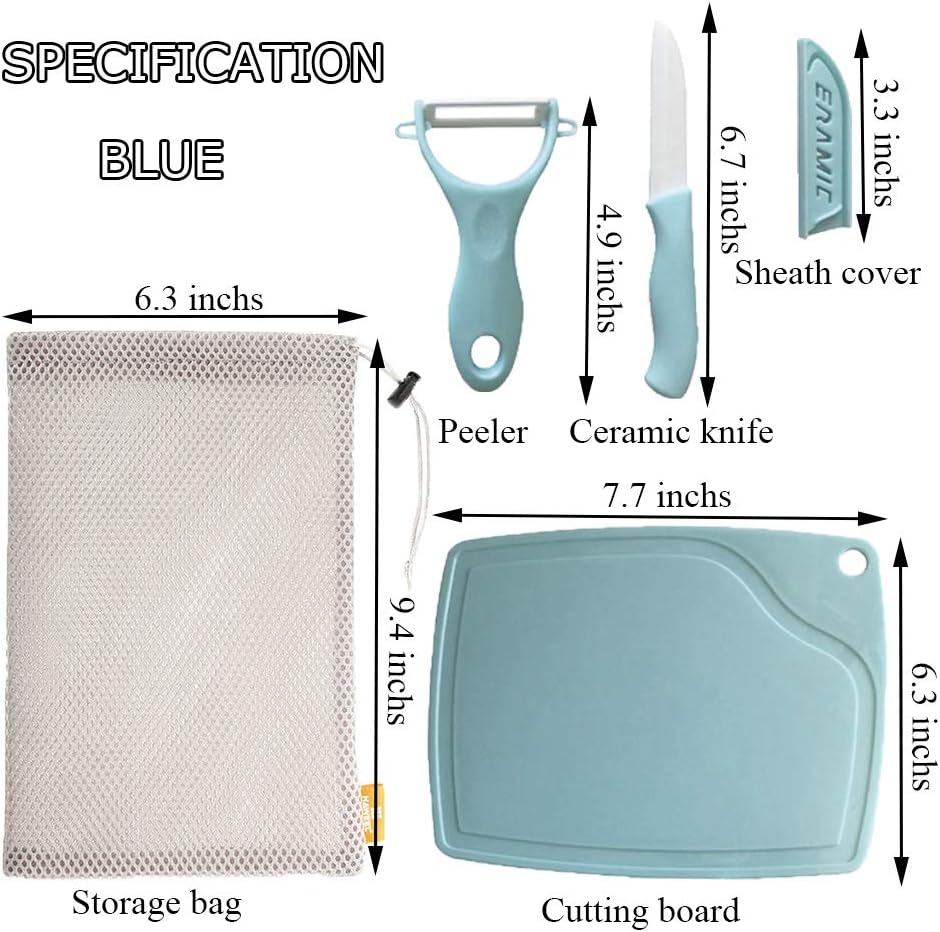 JOLLYVC Multi-Piece Ceramic Knives with Guards Mats