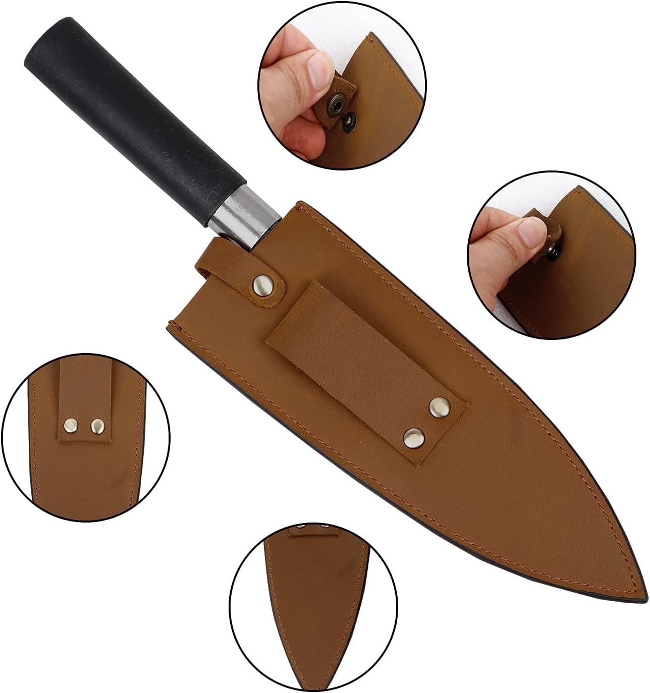 Sturdy Cowhide Leather Chef Knife Guard with Belt Loop