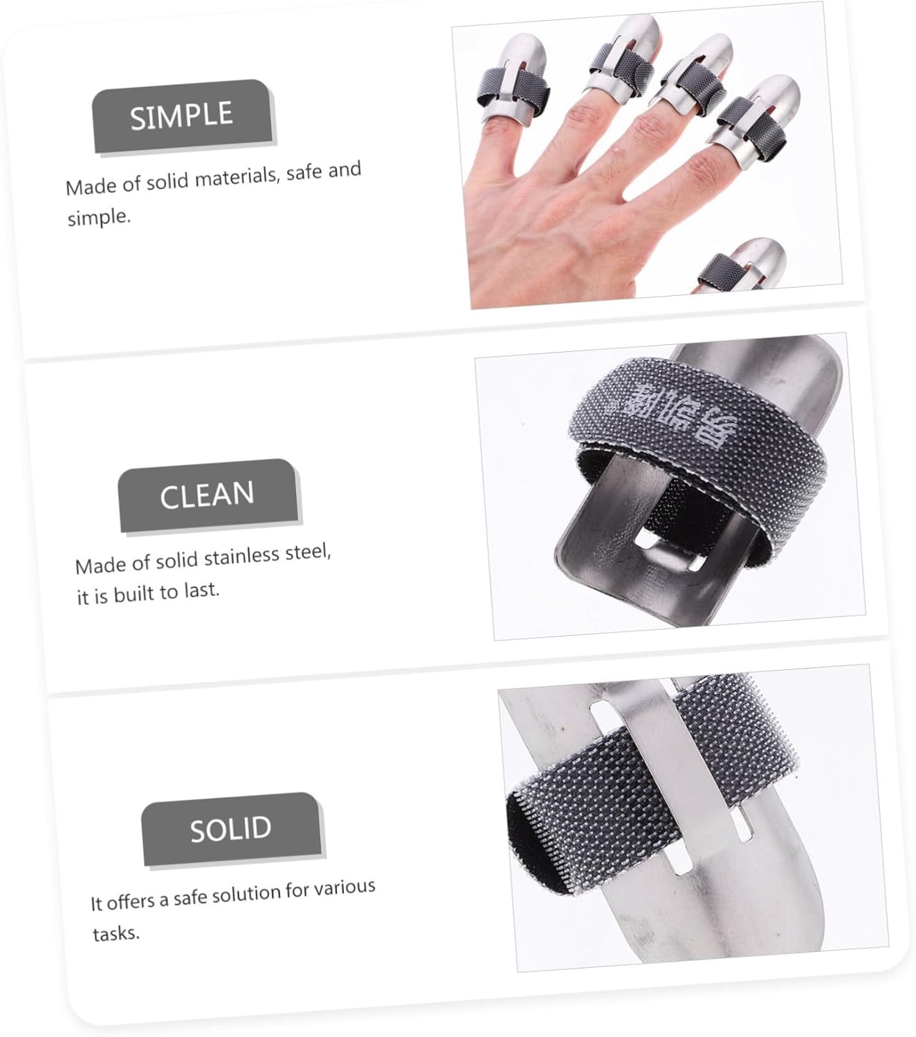 3pc Stainless Steel Finger Guards for Cutting Food Kitchen Sewing Use TopperFun