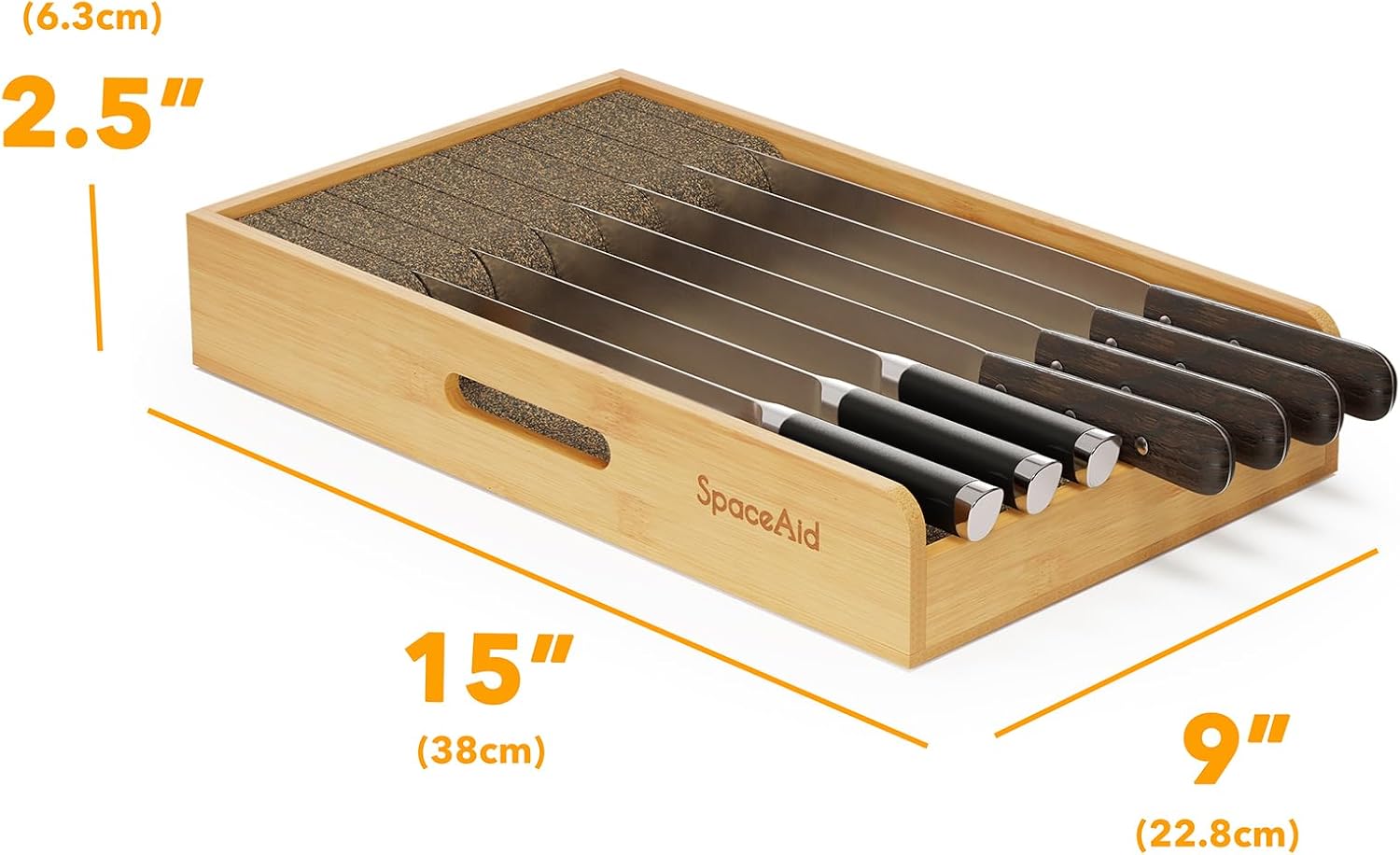 SpaceAid 9-inch Wide Bamboo Knife Holder