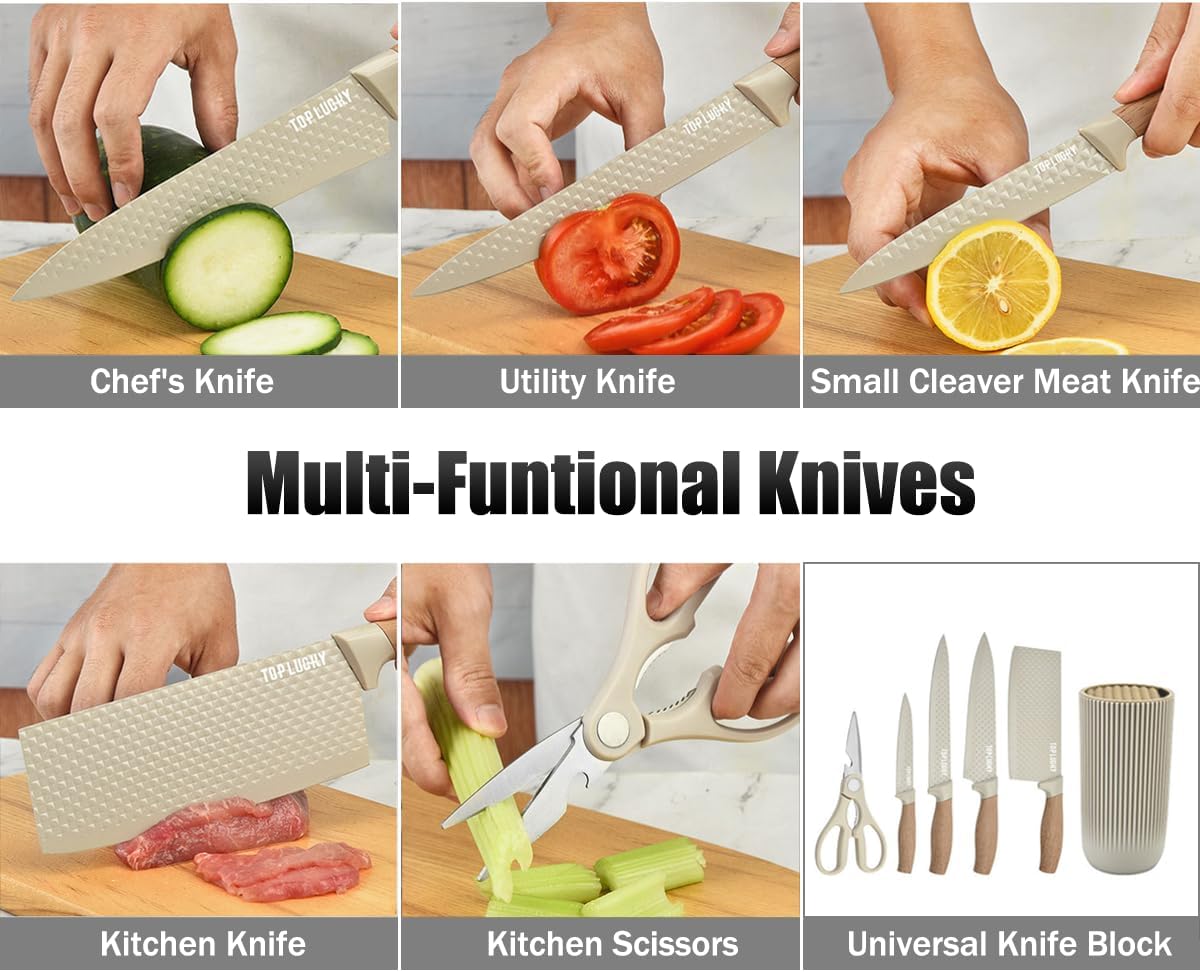 Ergonomic 6-Piece Anti-Rust Kitchen Knife Set