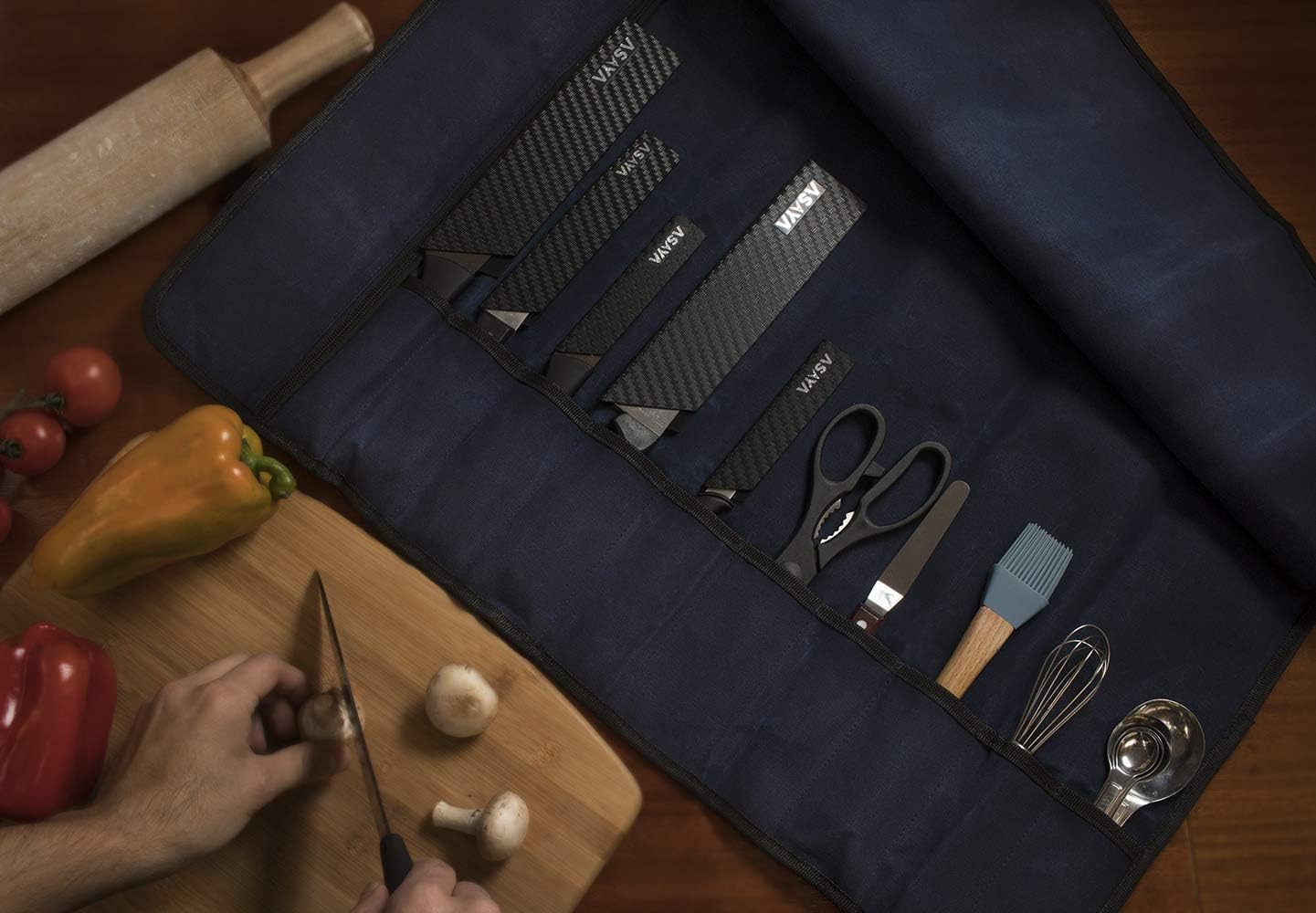 Asaya Canvas Chef Knife Roll Bag Durable 10oz Knives Case