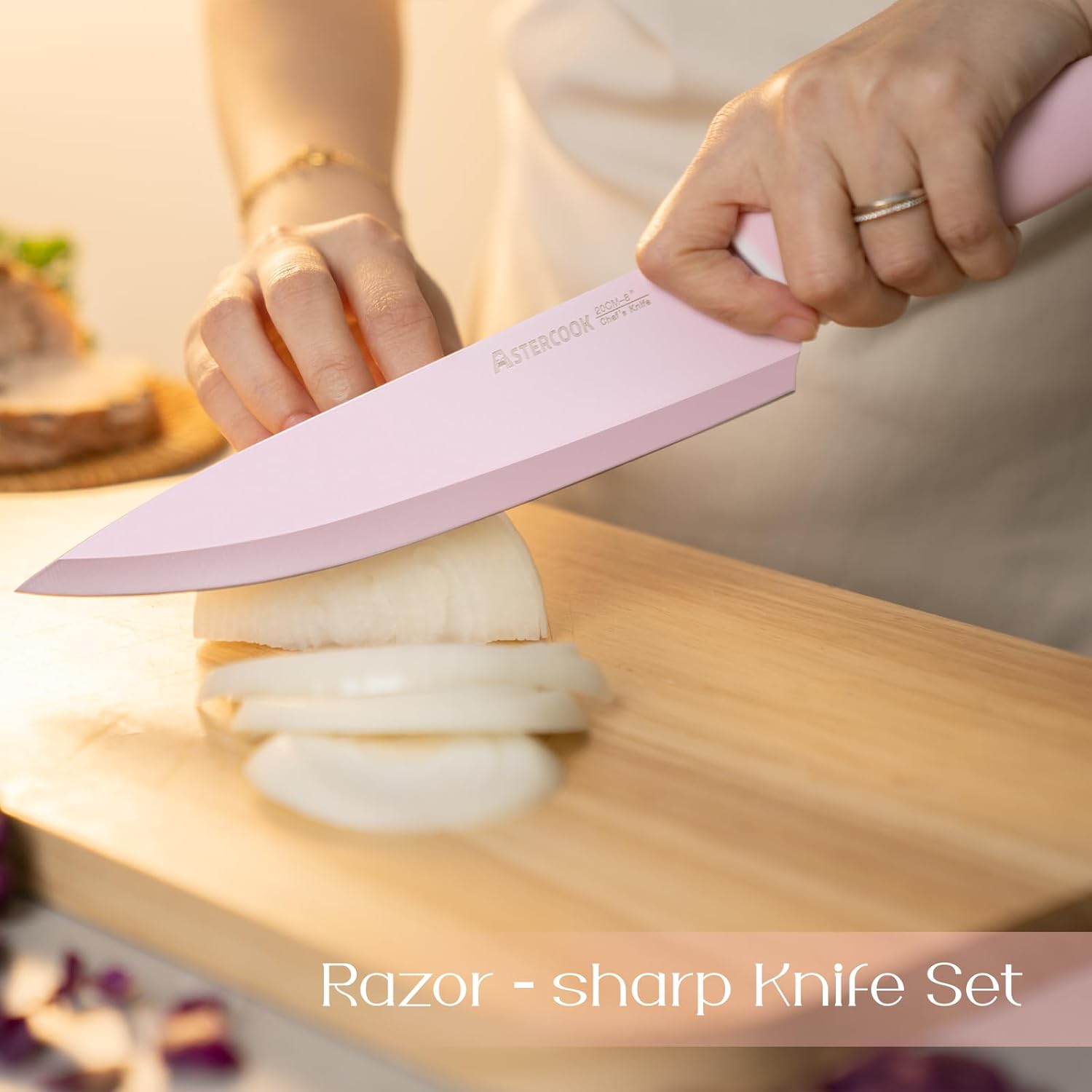 German High Carbon Stainless Steel Kitchen Knife Set with Block and Sharpener