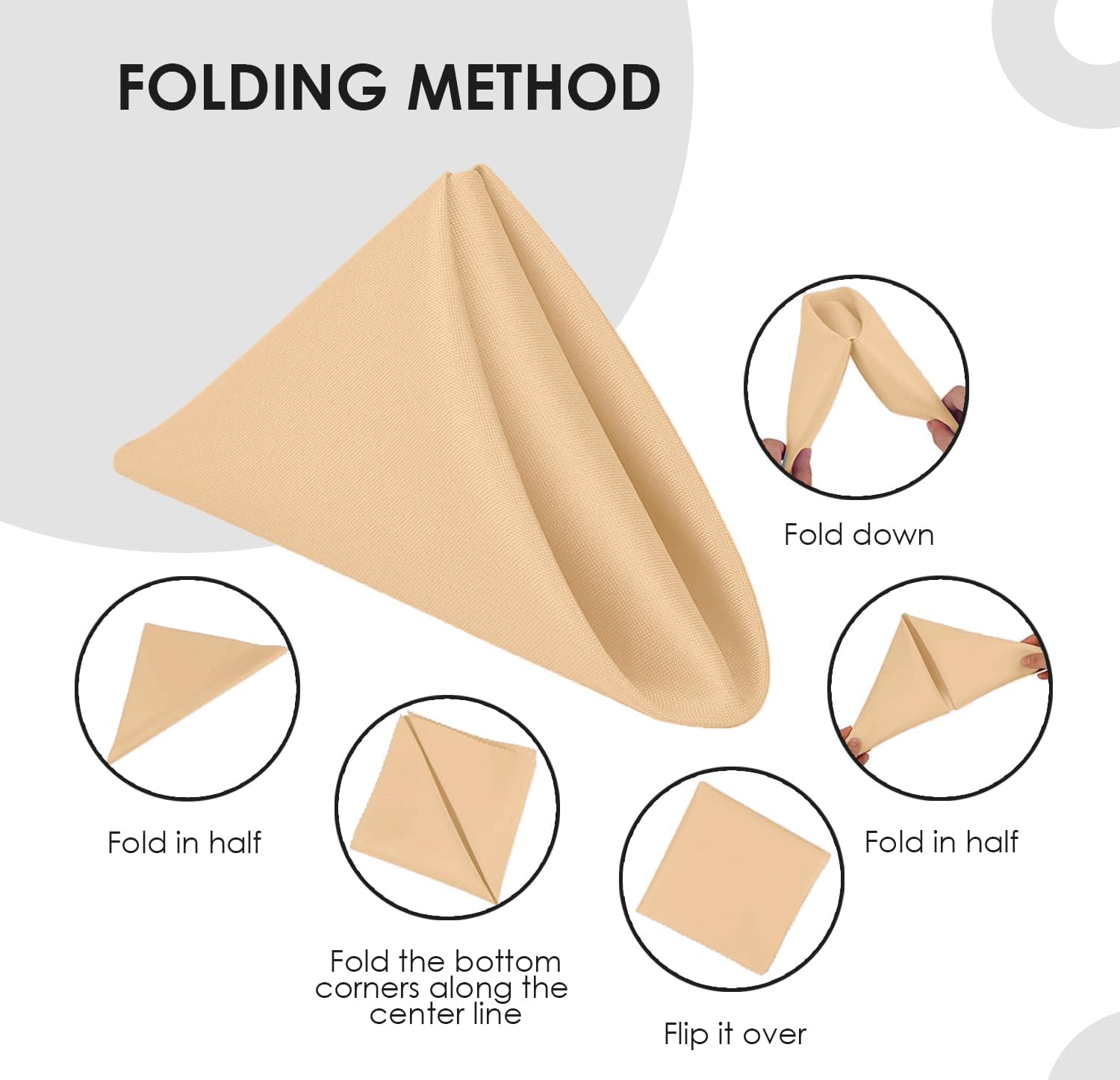 Elegant Durable Cloth Napkins - Beige 17x17-inch Napkins for Parties and Weddings