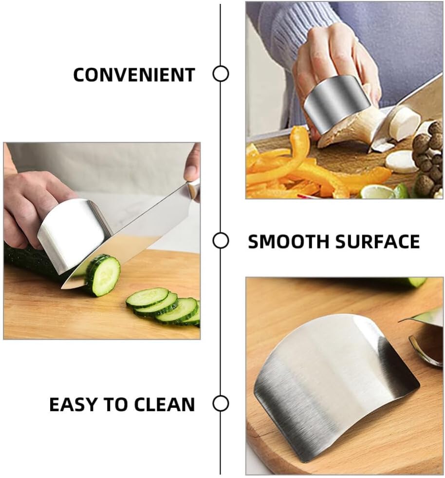 Luxshiny 5pc Stainless Steel Finger Guards for Kitchen Use and More