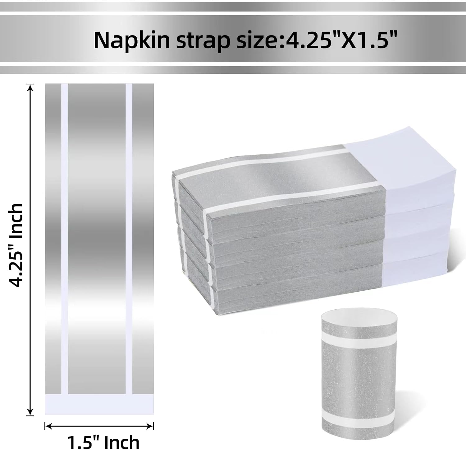 Ready to Use 200-Pack Silver Napkin Rings