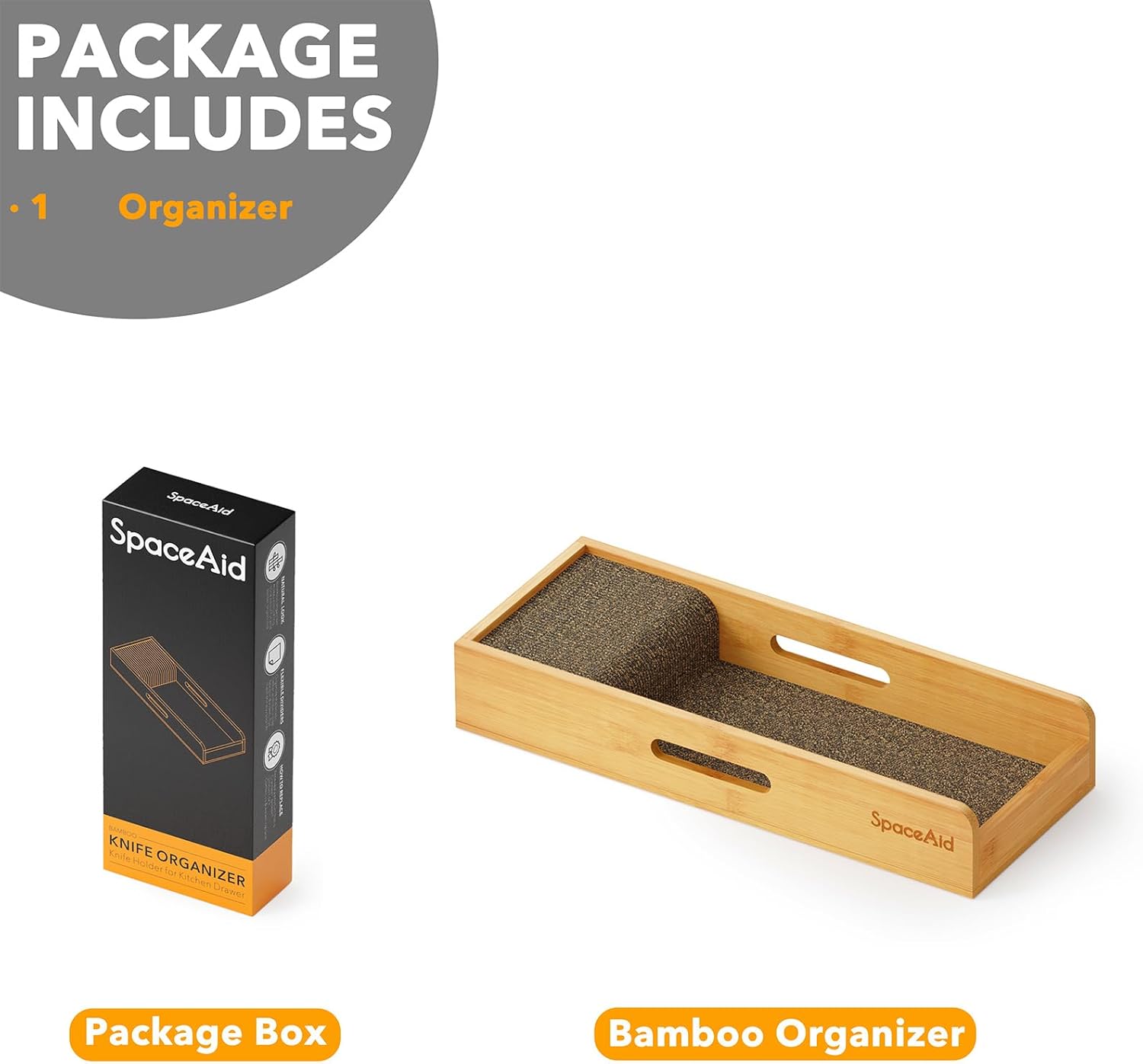 SpaceAid Bamboo Knives Organizer Small