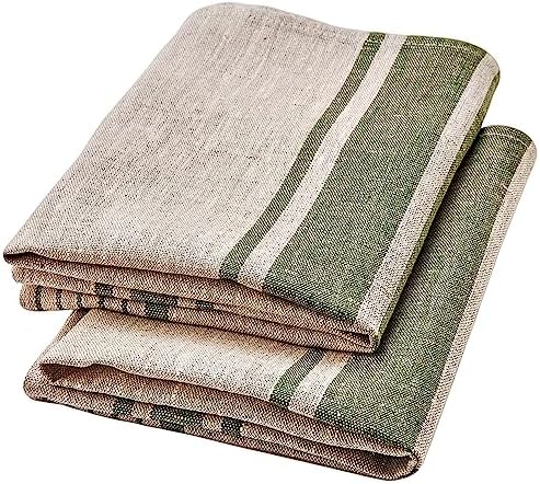 Hand-crafted linen tea towel Irish green style