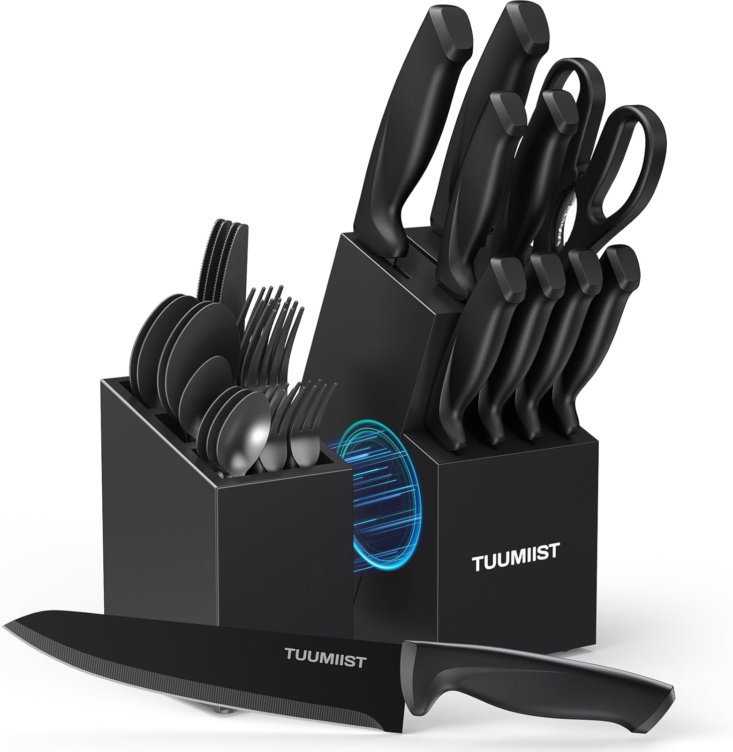 TUUMIIST 32-Piece Knife Set with Block and Magnetic Holder