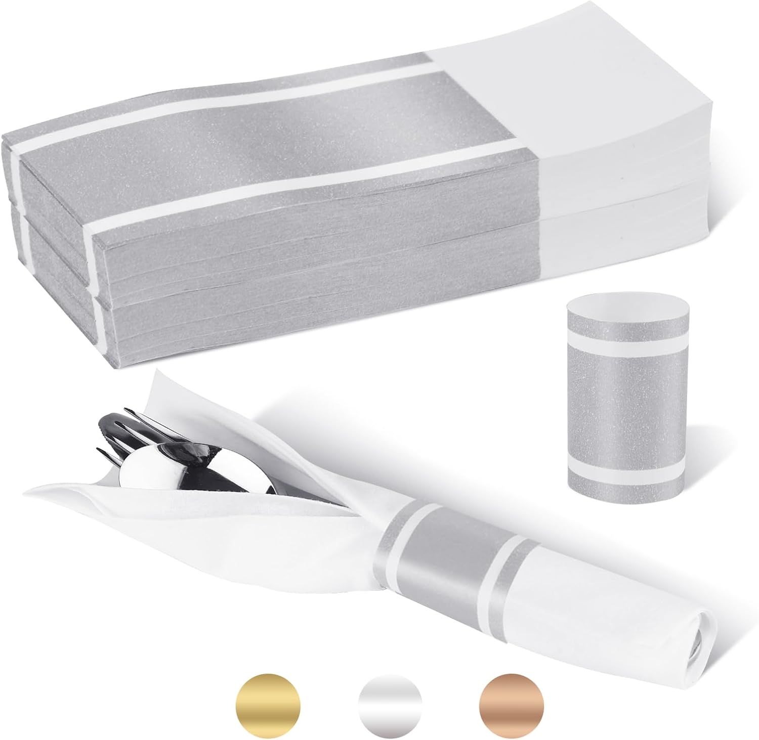 Ready to Use 200-Pack Silver Napkin Rings