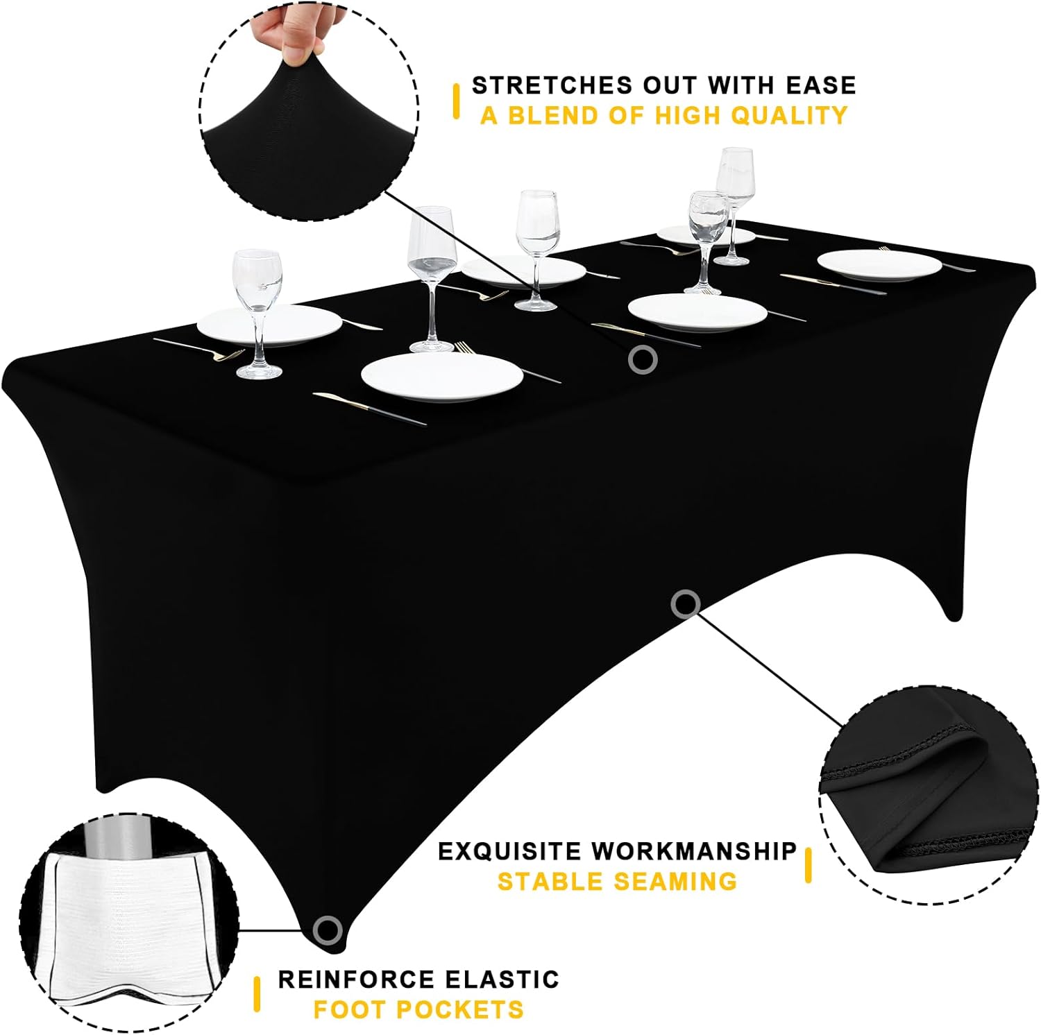 Perfect Fit Tablecloth 2-Pack - Durable Spandex for OutdoorEvents