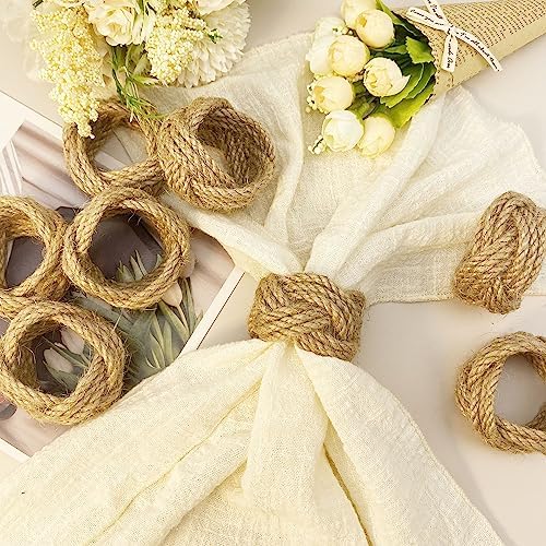 WINGFISH Farmhouse Napkin Rings Set of 12 Narrow Rectangular Napkins Bulk natura