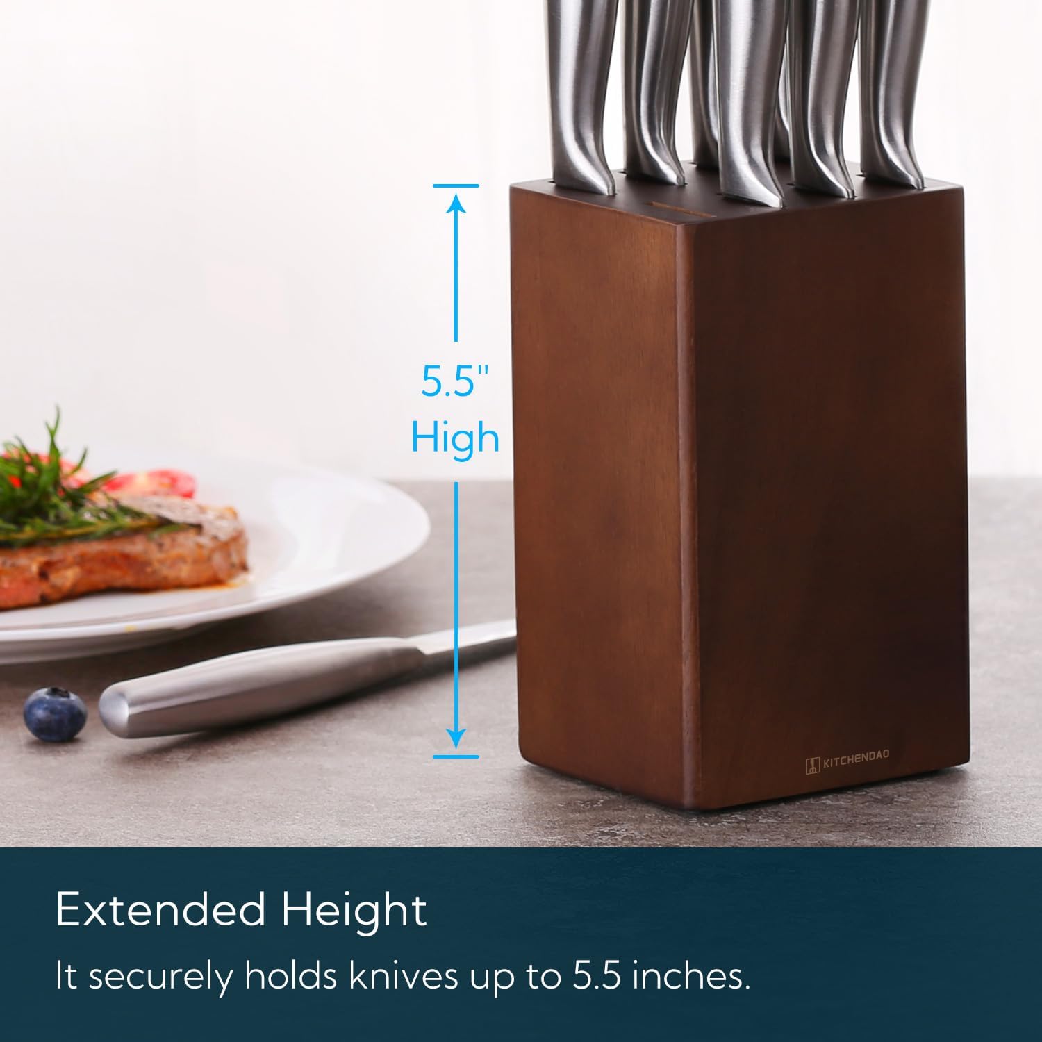 Sturdy 55-inch Wooden Steak Knife Holder