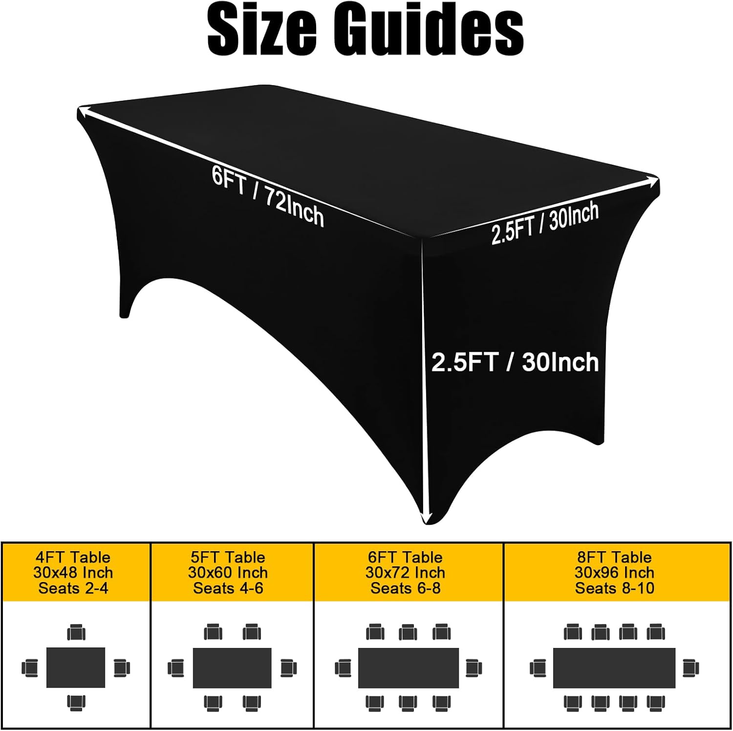 Perfect Fit Tablecloth 2-Pack - Durable Spandex for OutdoorEvents