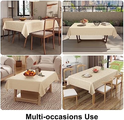 Elegant Beige Rectangle Tablecloth Waterproof for Everyday Use