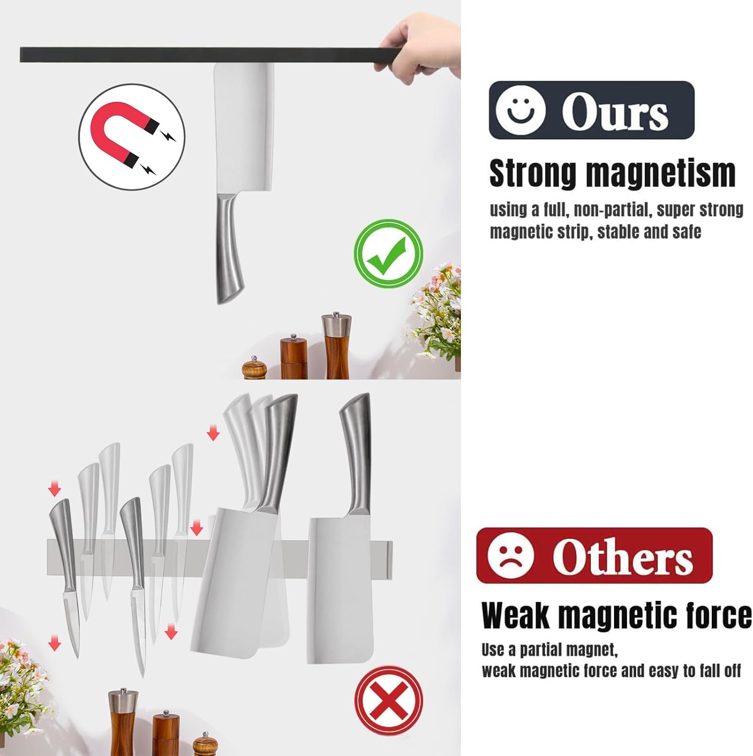 Stainless Steel Magnetic Knife Holder Strip