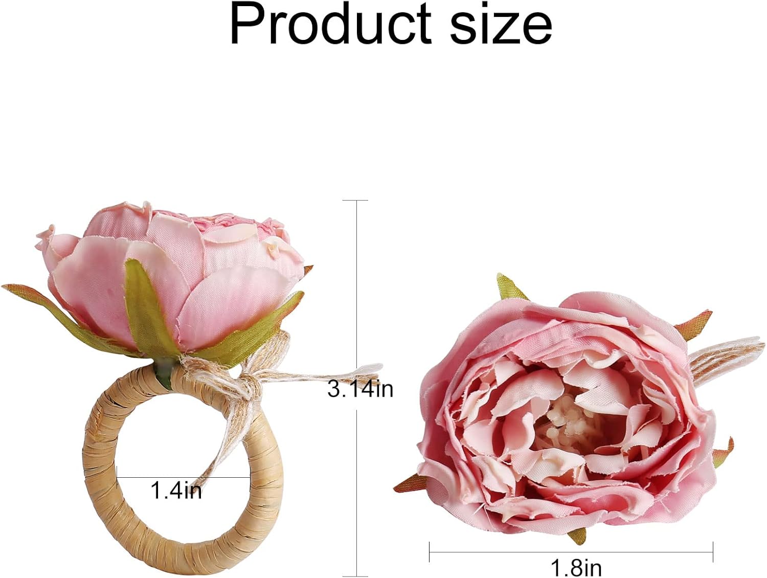 Vibrant Handmade Napkin Rings Pink Peonies for Weddings Parties More