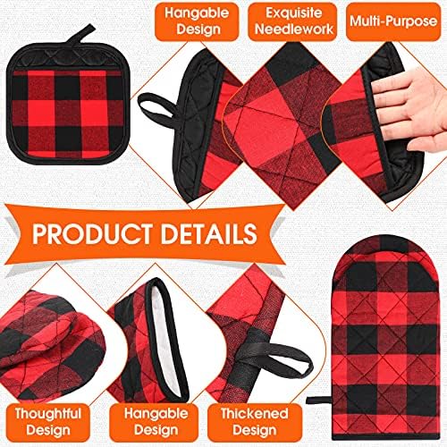 SA Xinior 6-Piece Buff Plaid Apron Set for Kitchen Use
