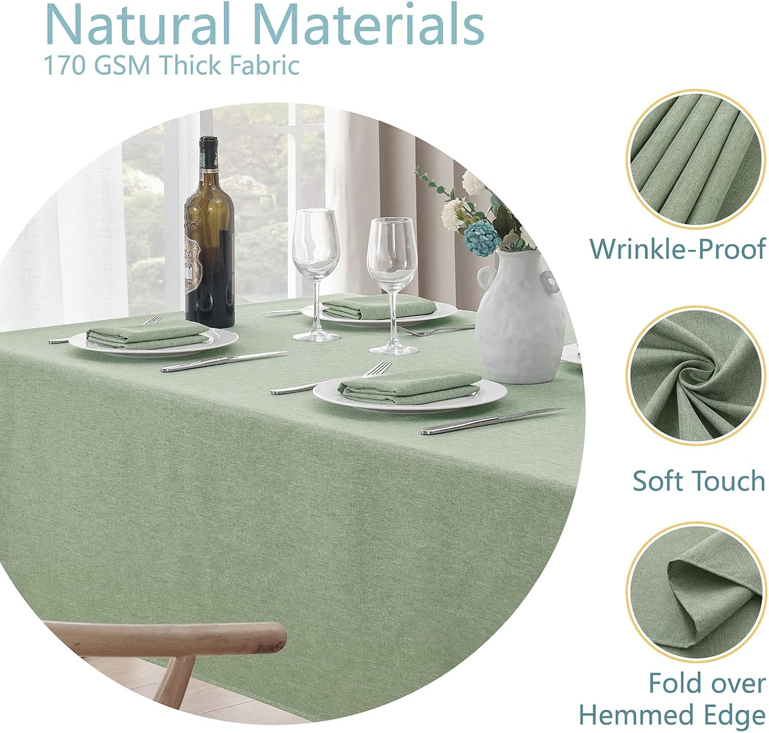 Premium 60x84 inch Sage Green Rectangle Tablecloth