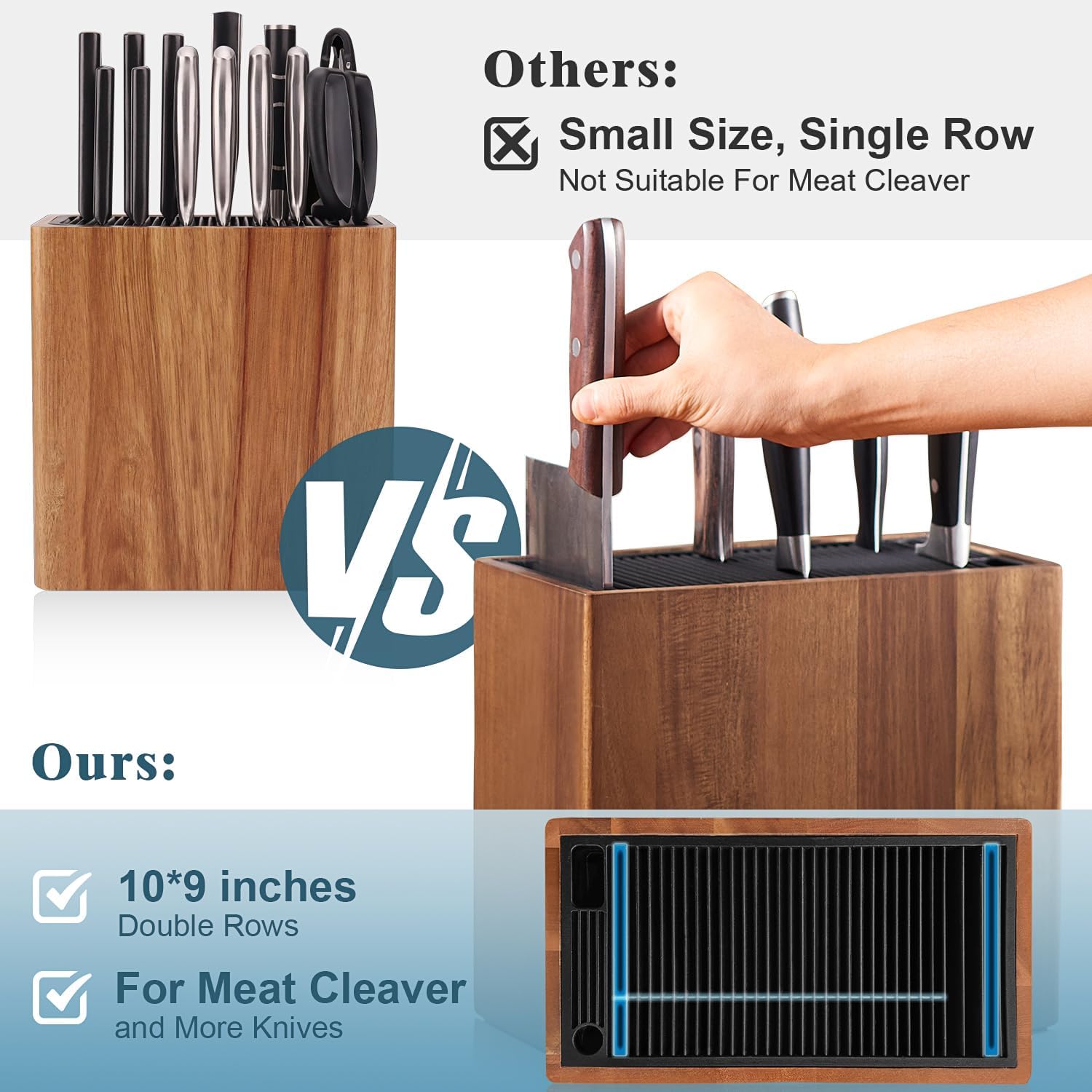 Space-Saving Acacia Wooden Knife Holder