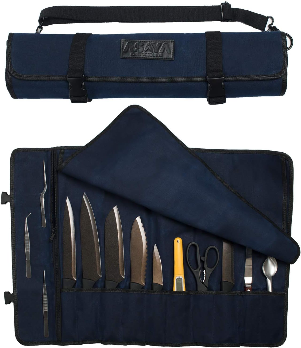 Asaya Canvas Chef Knife Roll Bag Durable 10oz Knives Case