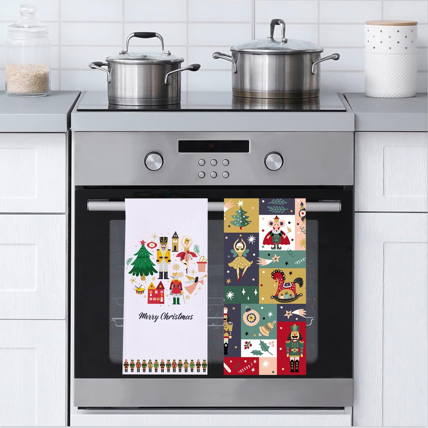 LXOMILL Nutcracker Christmas Kitchen Towels Festive Holiday Gift