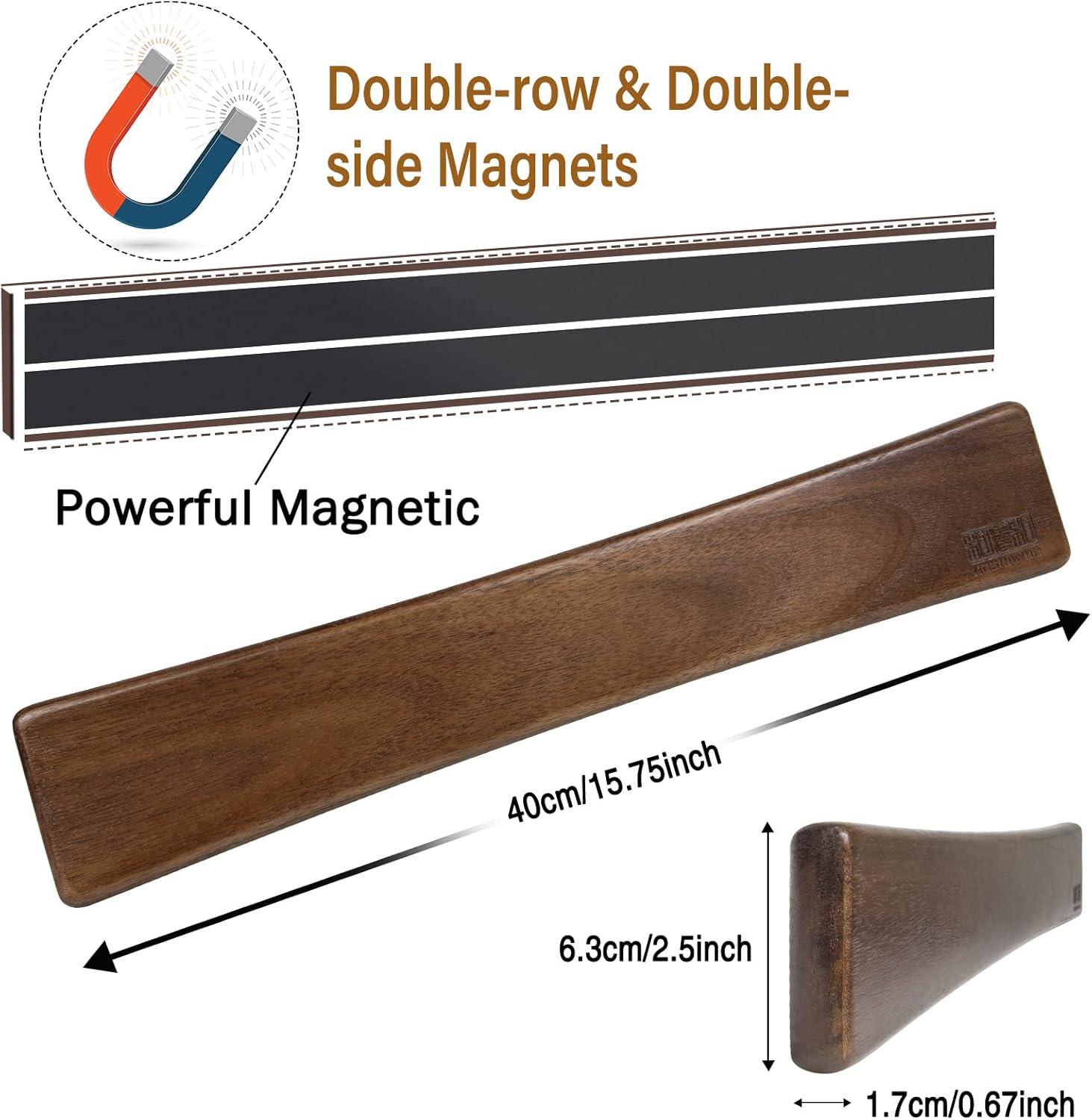 HOSHANHO Magnetic Knife Organizer - Acacia Wood 16x25x07 Replacement for Kitchen Knives