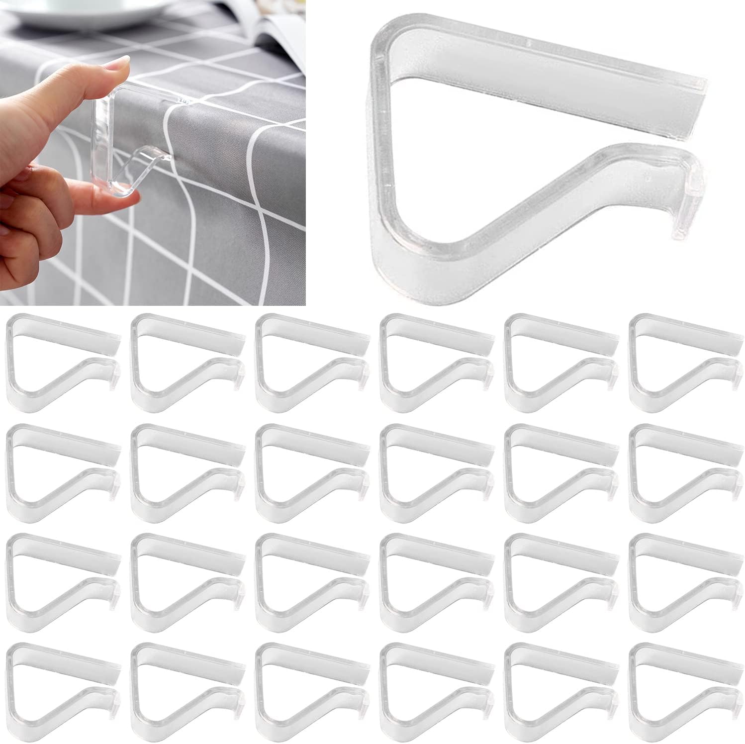 24 Transparent Plastic Tablecloth Clips Set for Home Outdoor