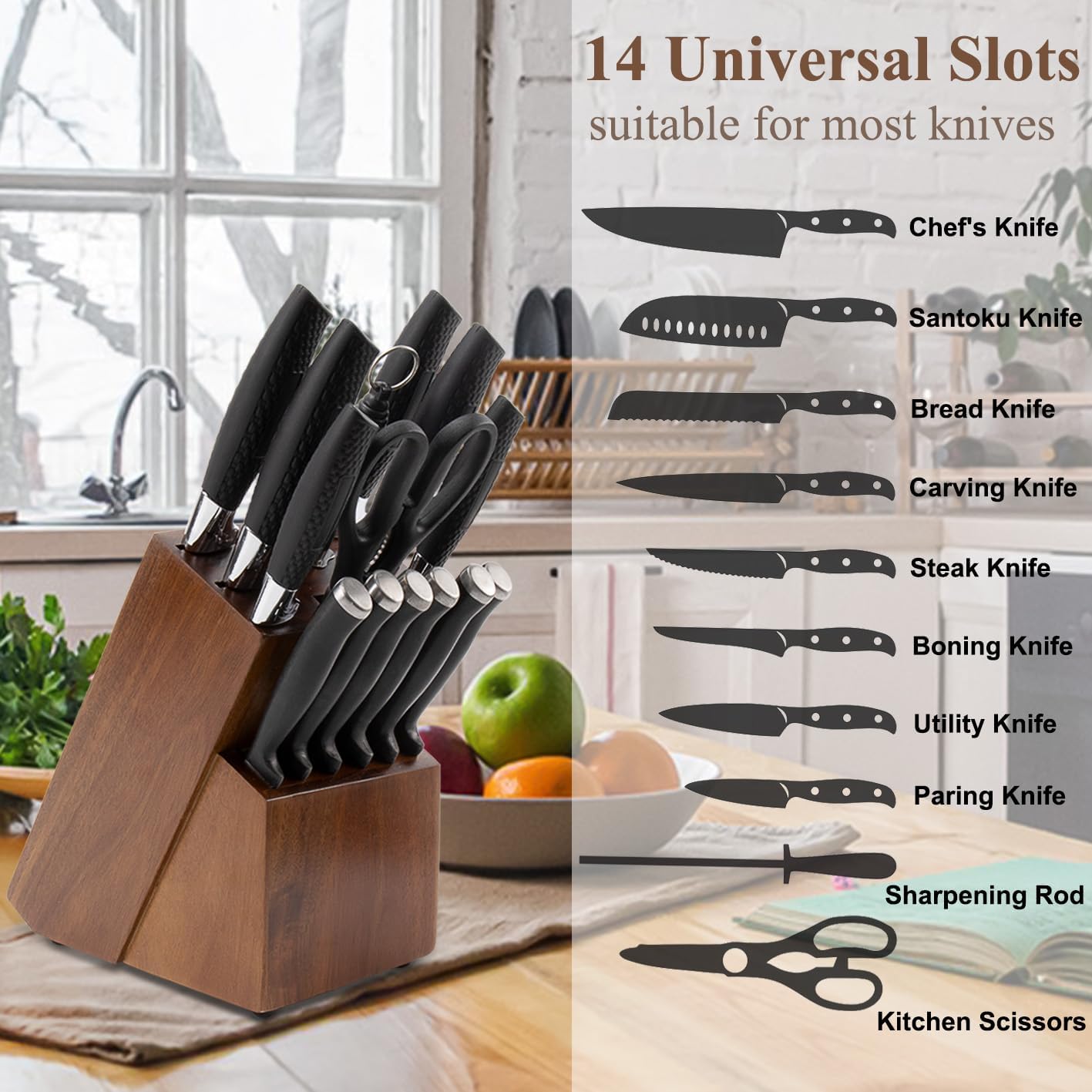 RedCall Universal Knife Block Holder with 14 Slots