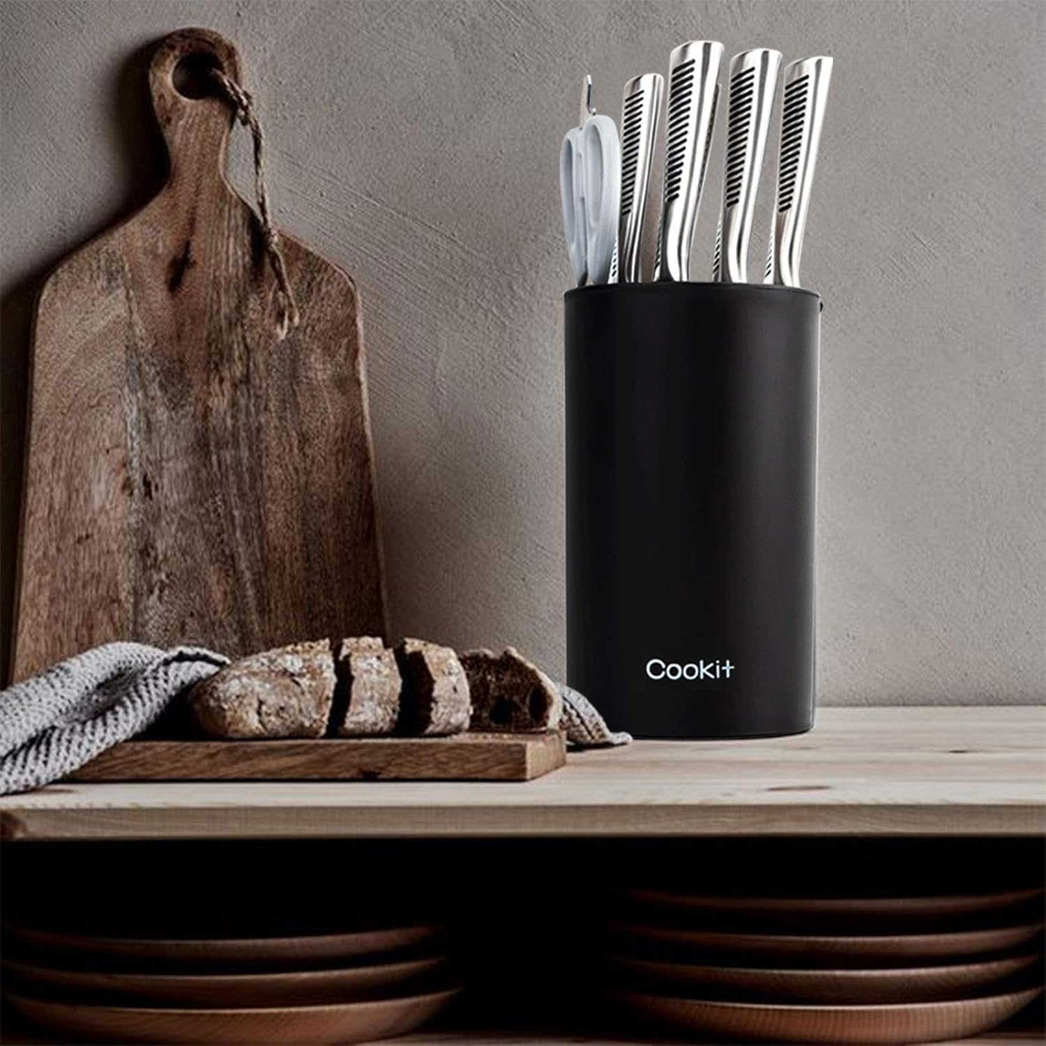 Cookit Universal Knife Block with Scissors Slot Black