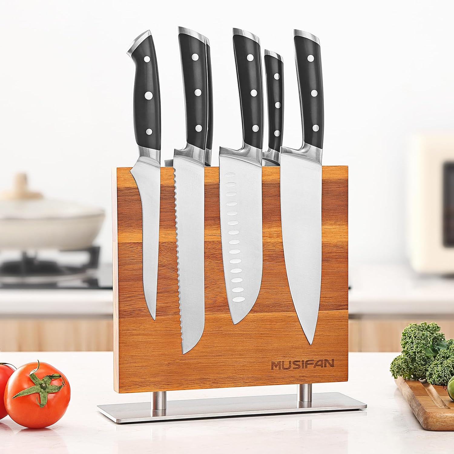 Sturdy Acacia Magnetic Knife Holder