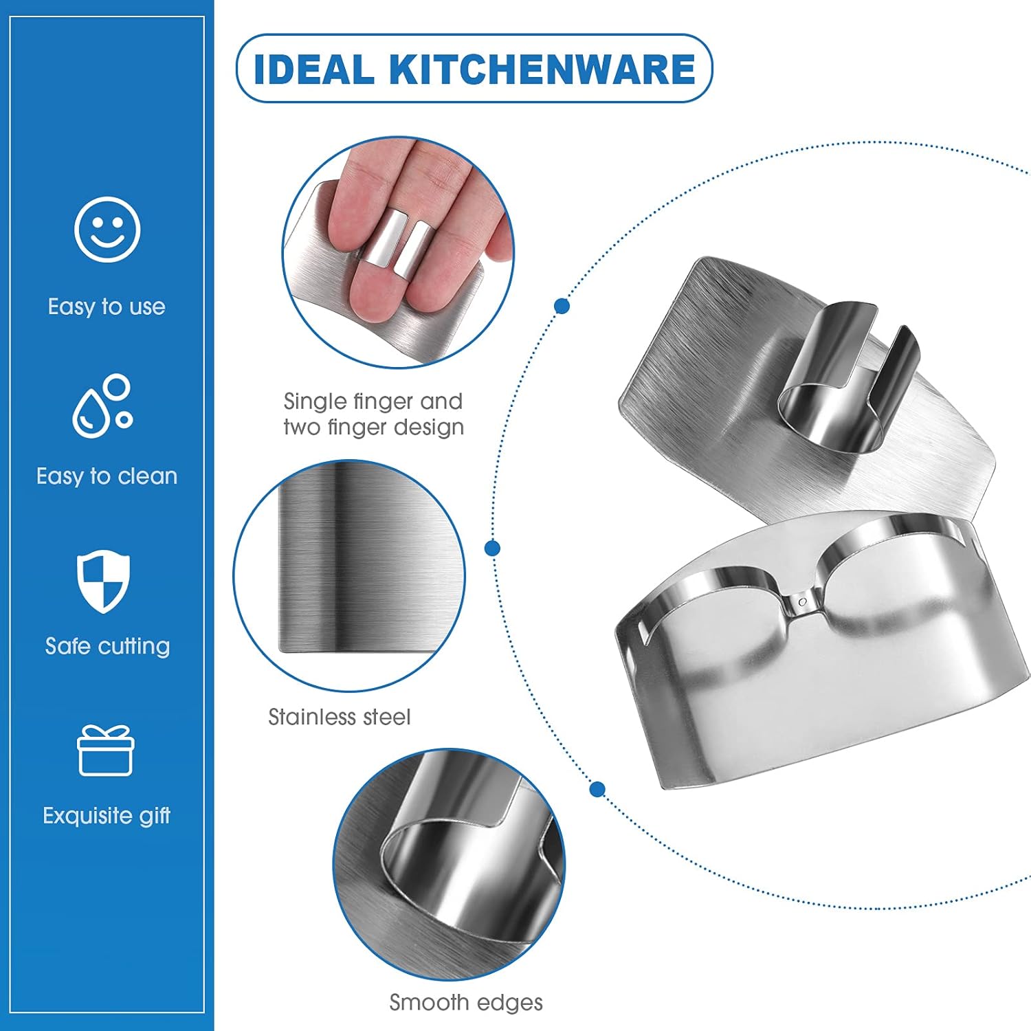 Chengu 8-Piece Stainless Steel Knife Finger Protector Set