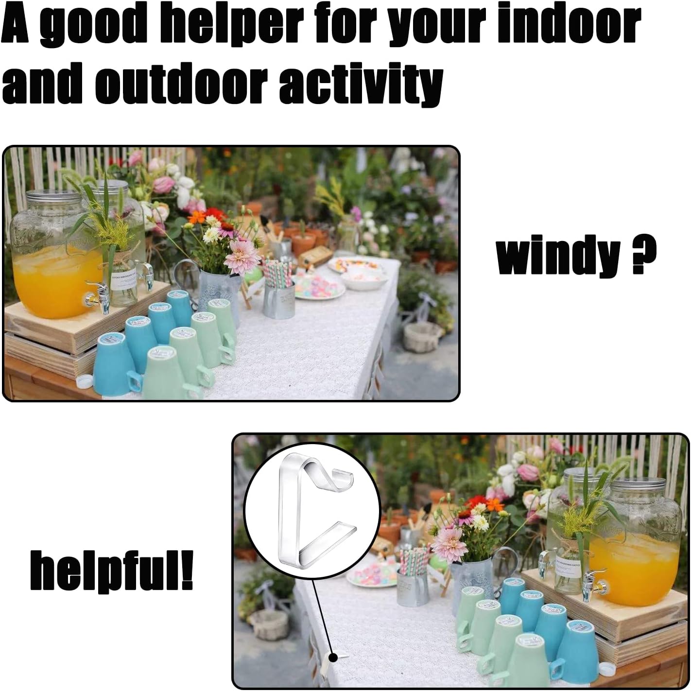 24 Transparent Plastic Tablecloth Clips Set for Home Outdoor