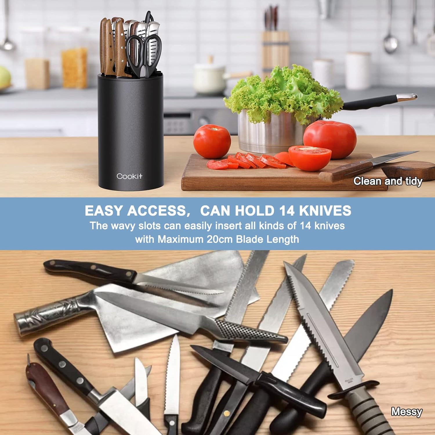 Cookit Universal Knife Block with Scissors Slot Black