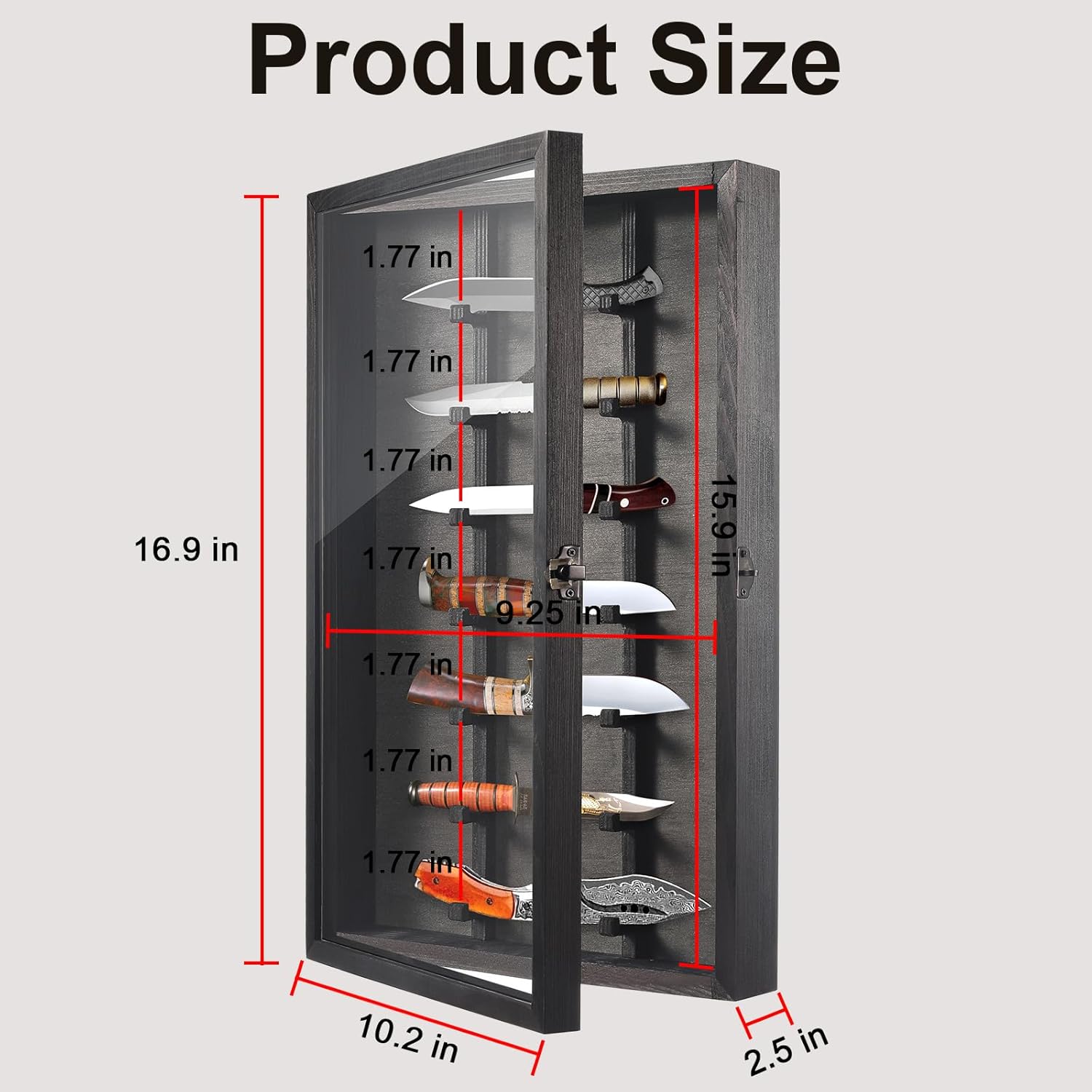 Triceratops - Lockable Knife Display Case for Storage Presentation Black