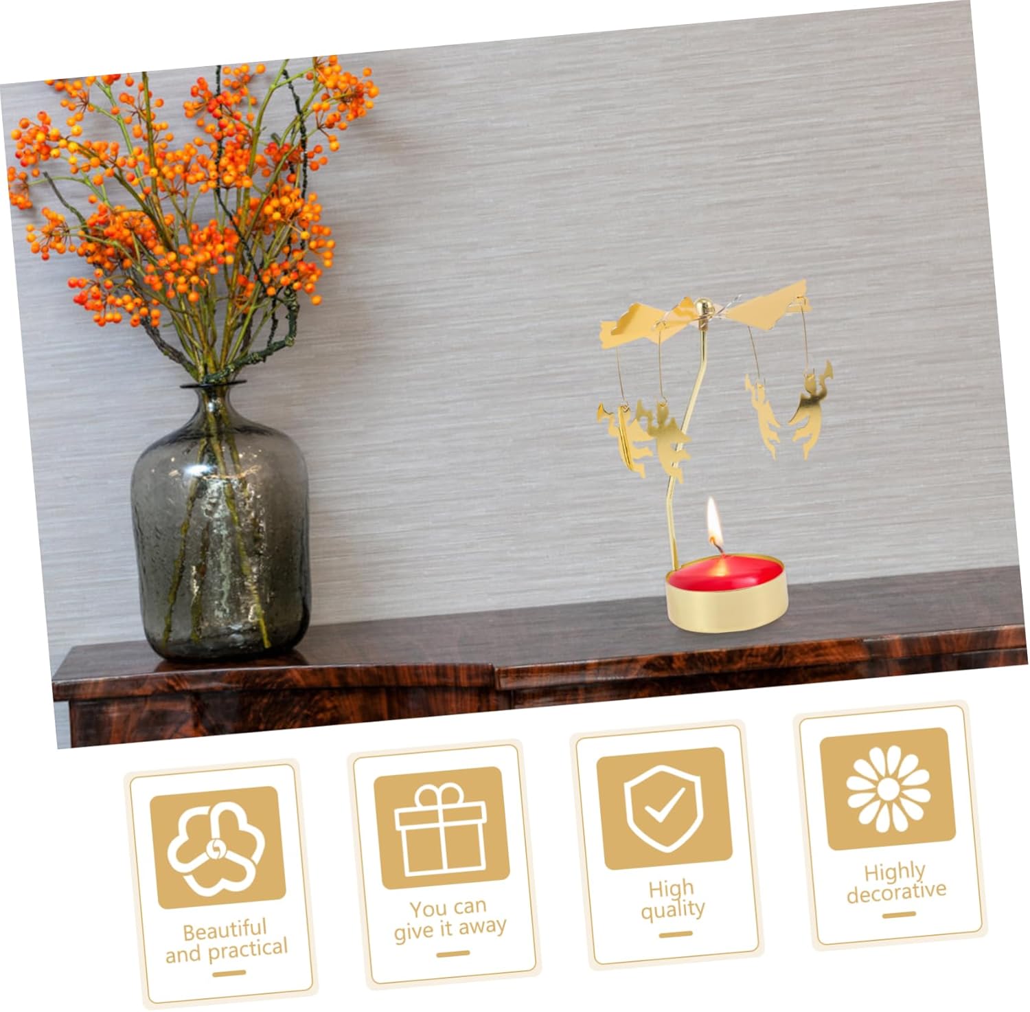BAOBAOHU - Rotary Candle Holder Glowing Regenerating Elegant Candlestick for Home Wedding Use