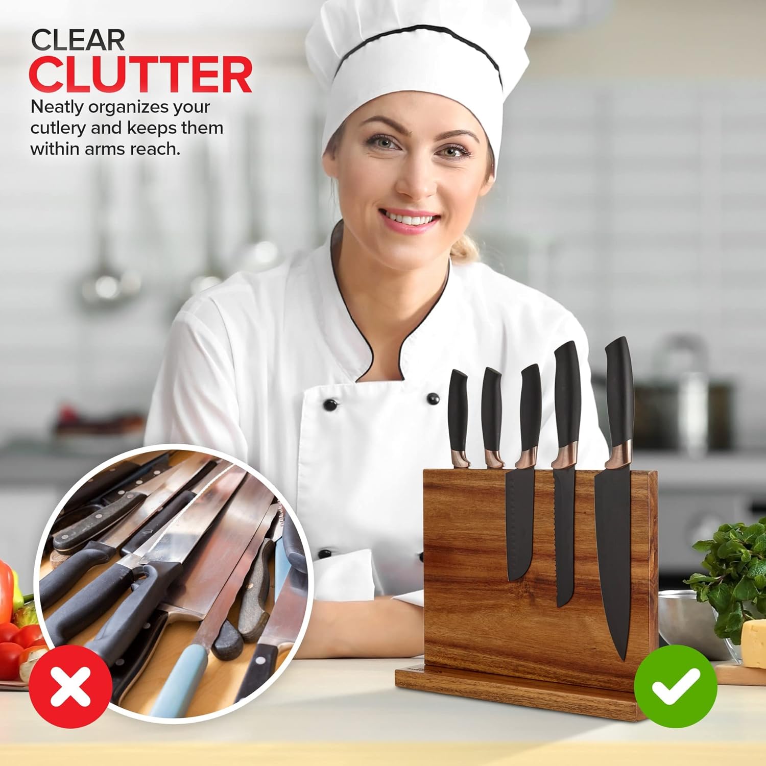 Modern Innovations Magnetic Knife Block Double-Sided Magnet Knife Holder