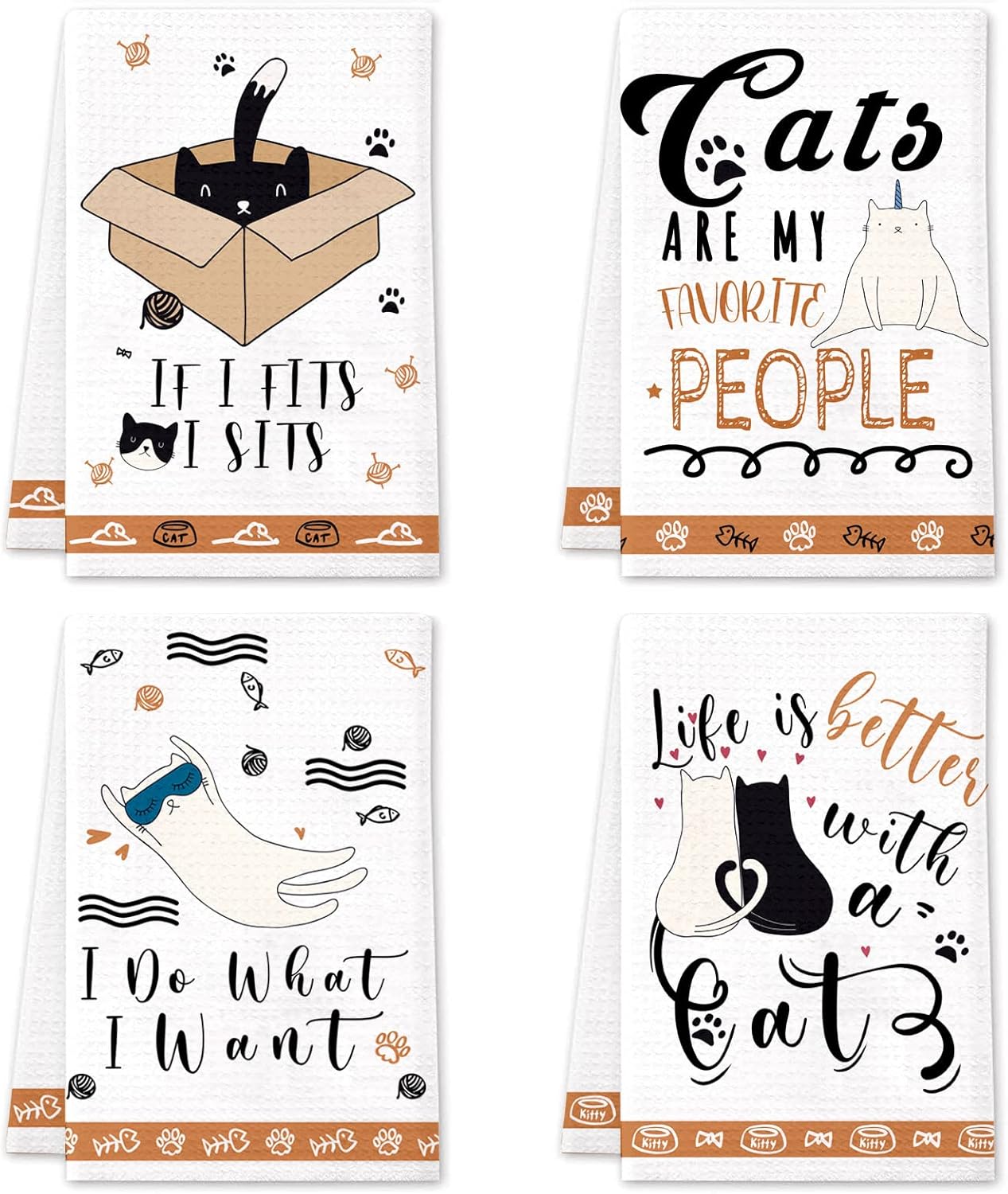 Lebsitey Cat Kitchen Towels Set