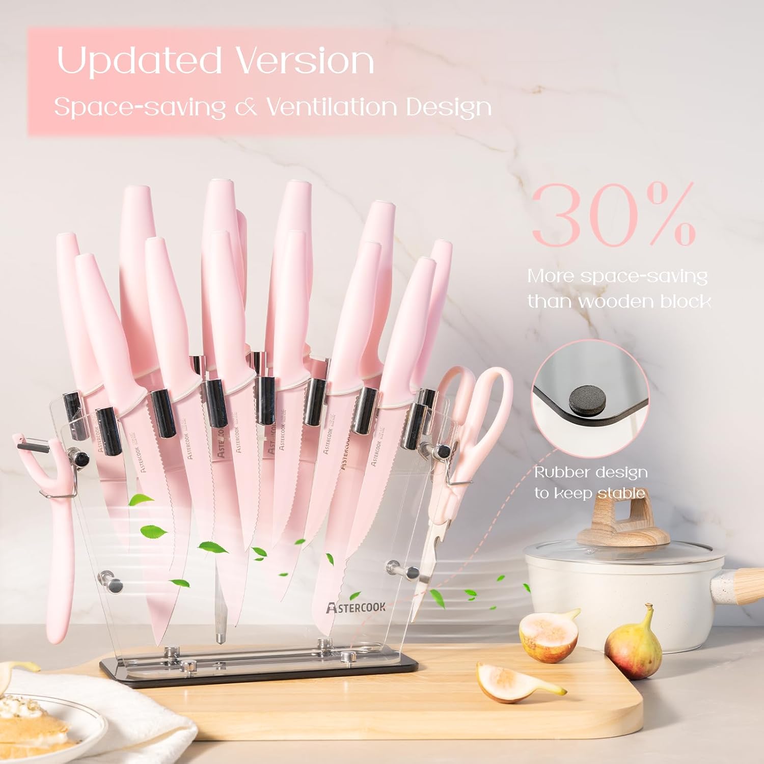 German High Carbon Stainless Steel Kitchen Knife Set with Block and Sharpener