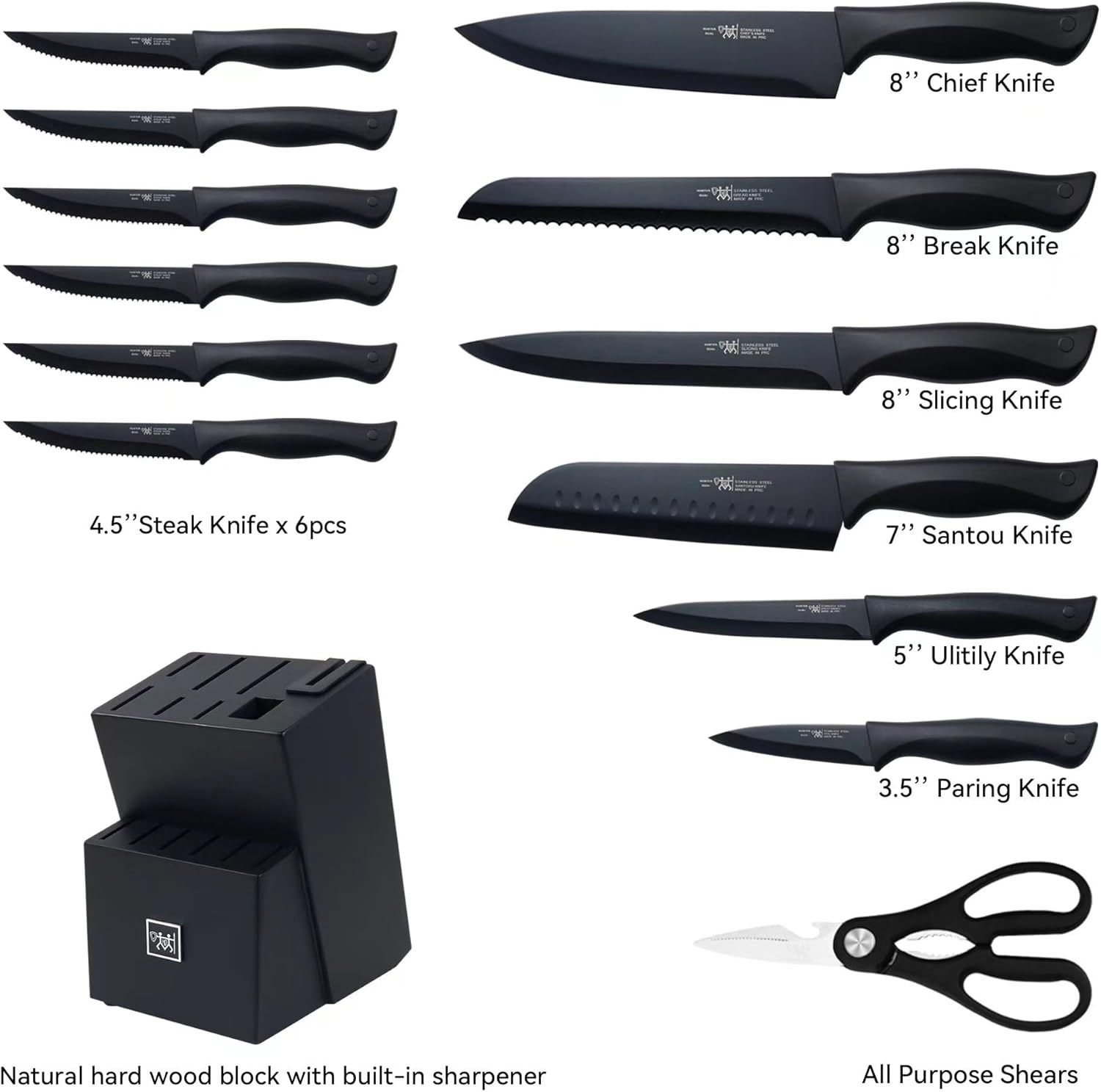 HUNTERDUAL 15-Piece Knife Set