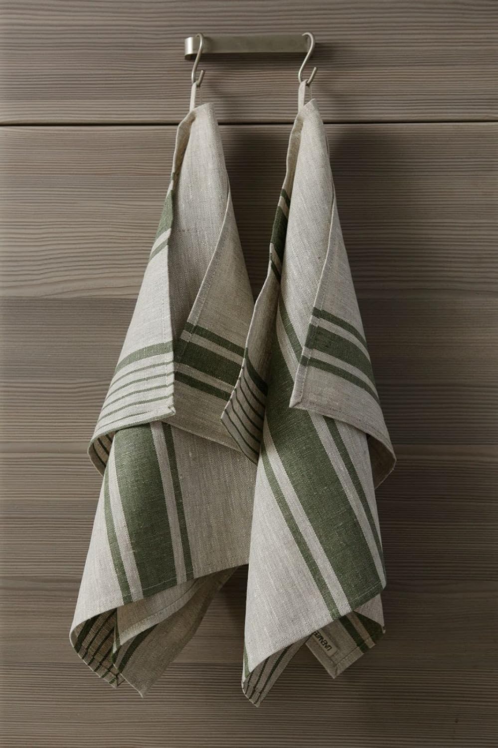 Hand-crafted linen tea towel Irish green style