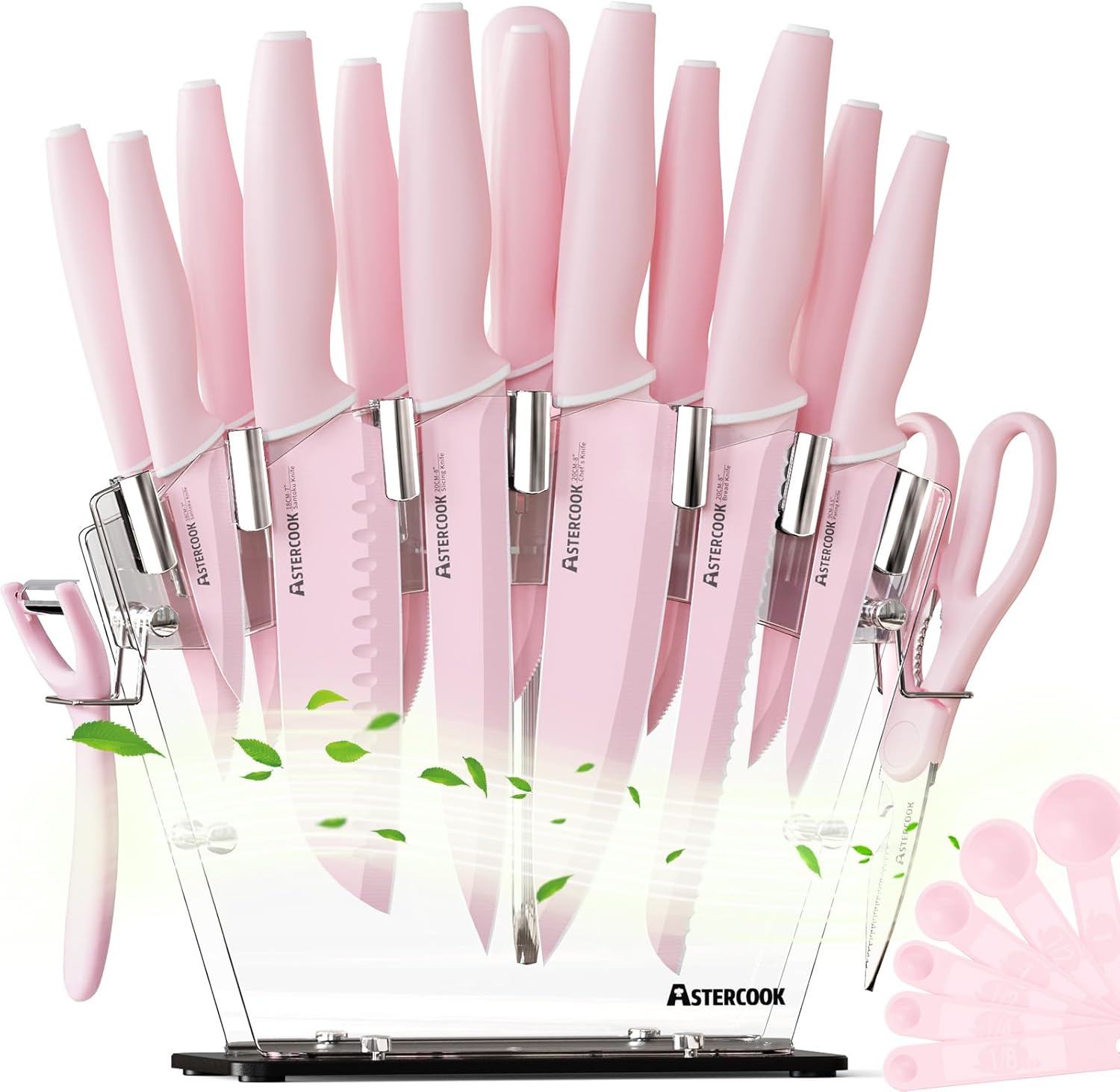German High Carbon Stainless Steel Kitchen Knife Set with Block and Sharpener