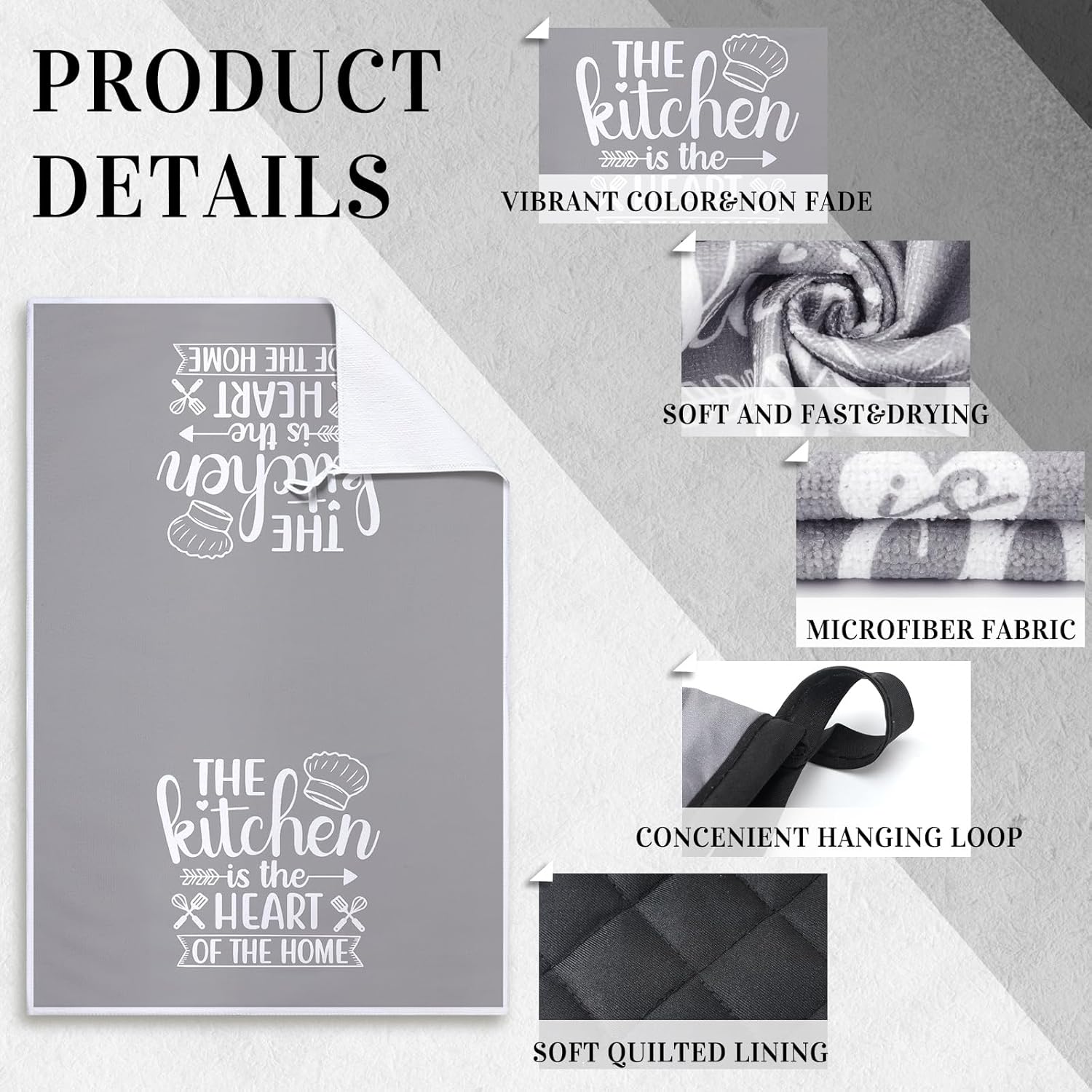 6 Pcs Farmhouse Kitchen Accessories All-Inclusive Gray Rustic Design