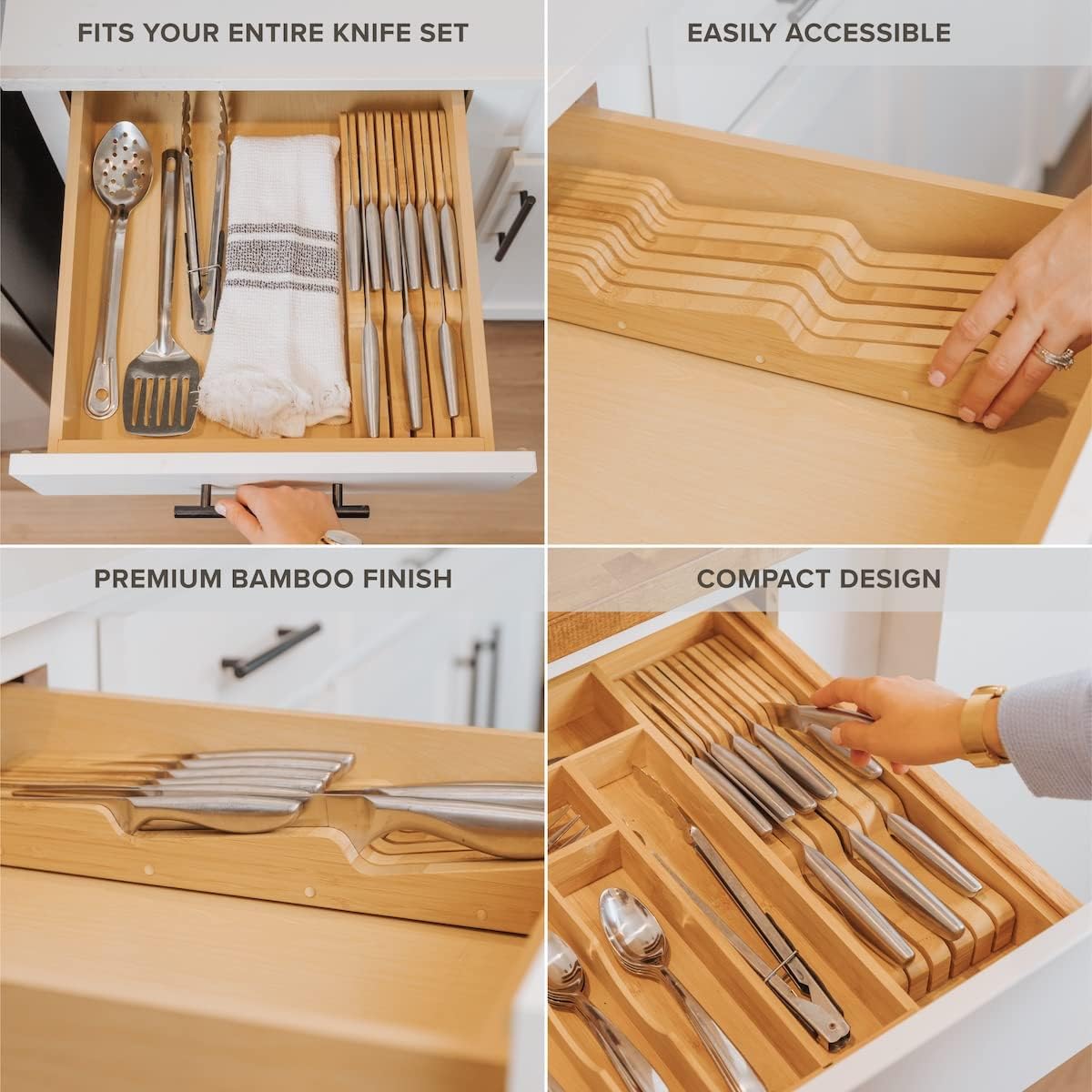 Bamboo Knives Block Multifunctional Organizer