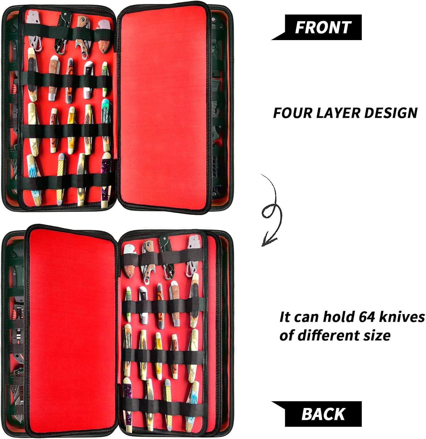 Perfect for USA - GWCASE 66 Pocket Knife Case with 88 Slots